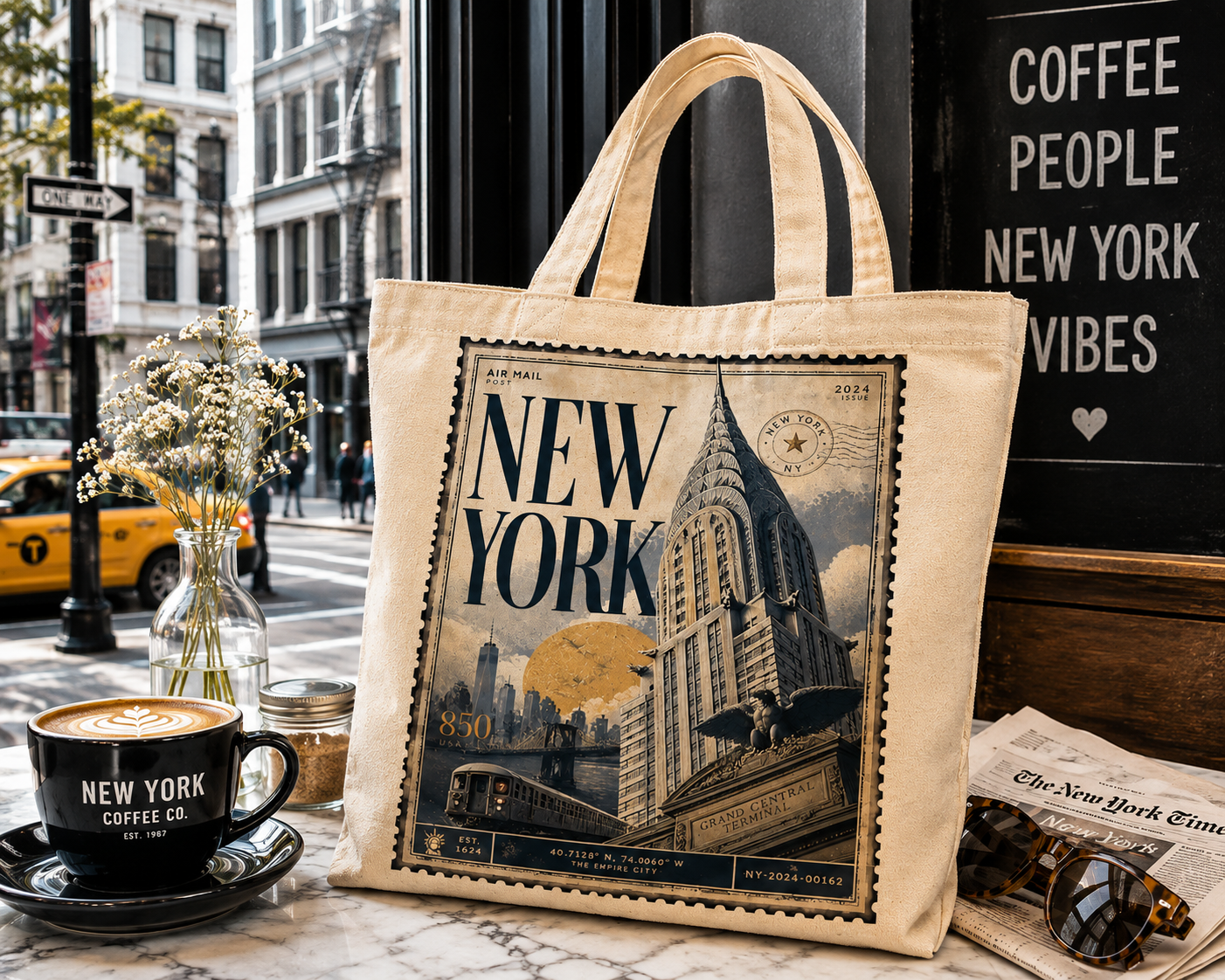 "New York" Canvas Travel Tote