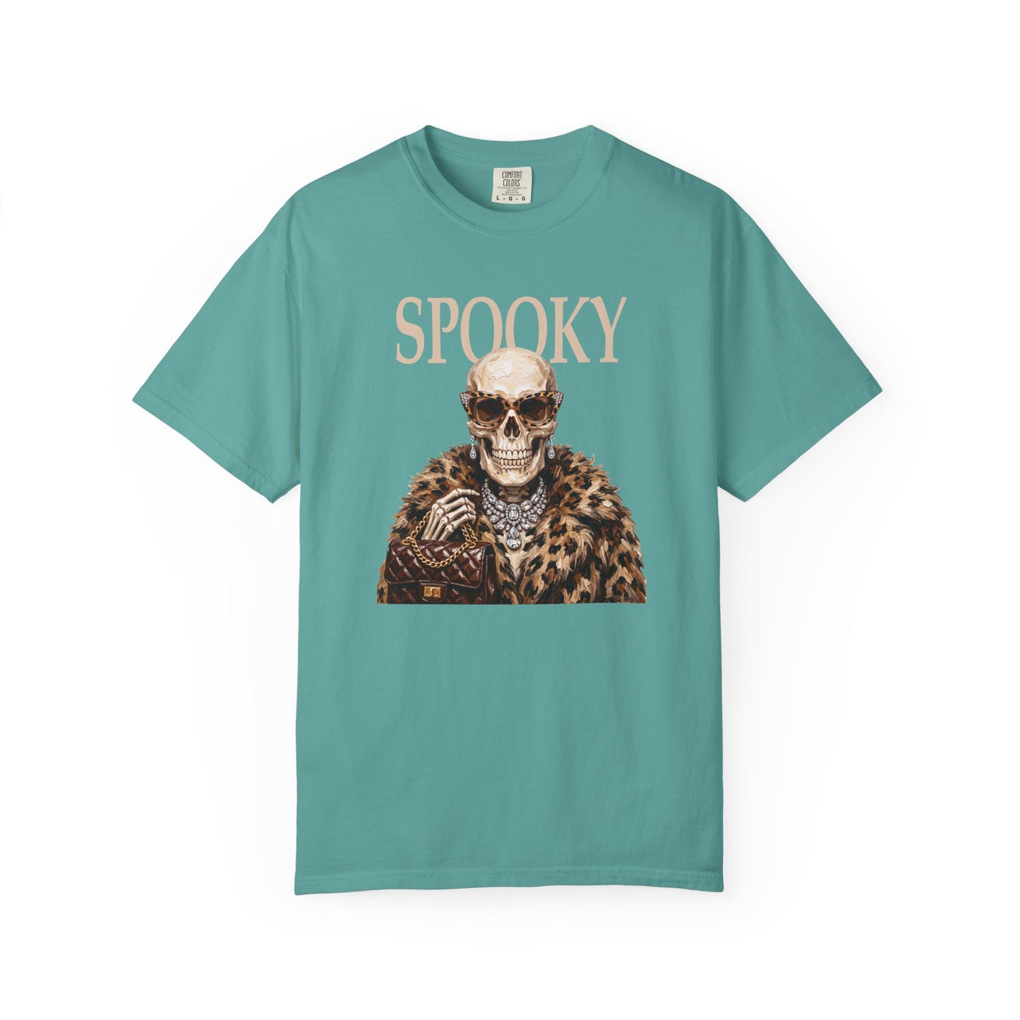 Spooky Skull Leopard  Graphic Tee - White font