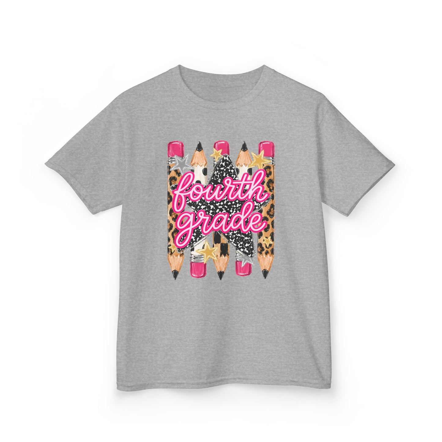 Fourth Grade Kids T‑Shirt — Leopard Pencil Back to School Tee