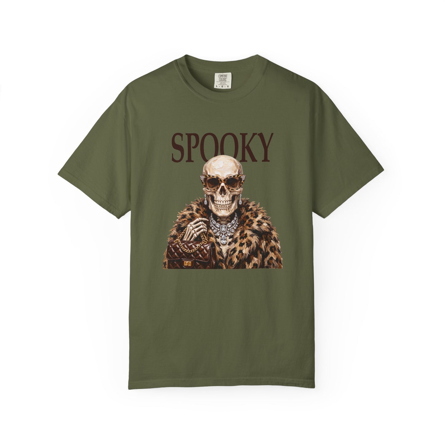 Spooky Skull Leopard  Graphic Tee - Black font
