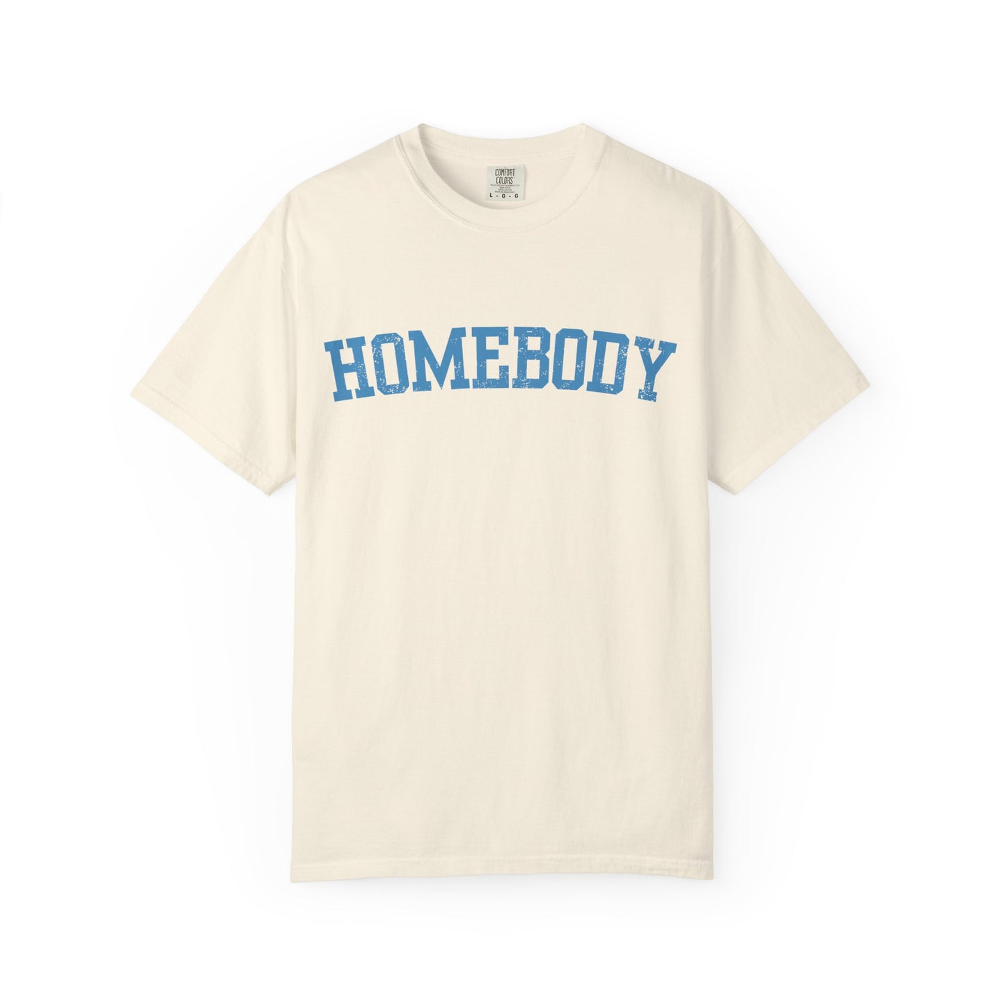 Homebody Graphic Tee  — Blue Collegiate Font