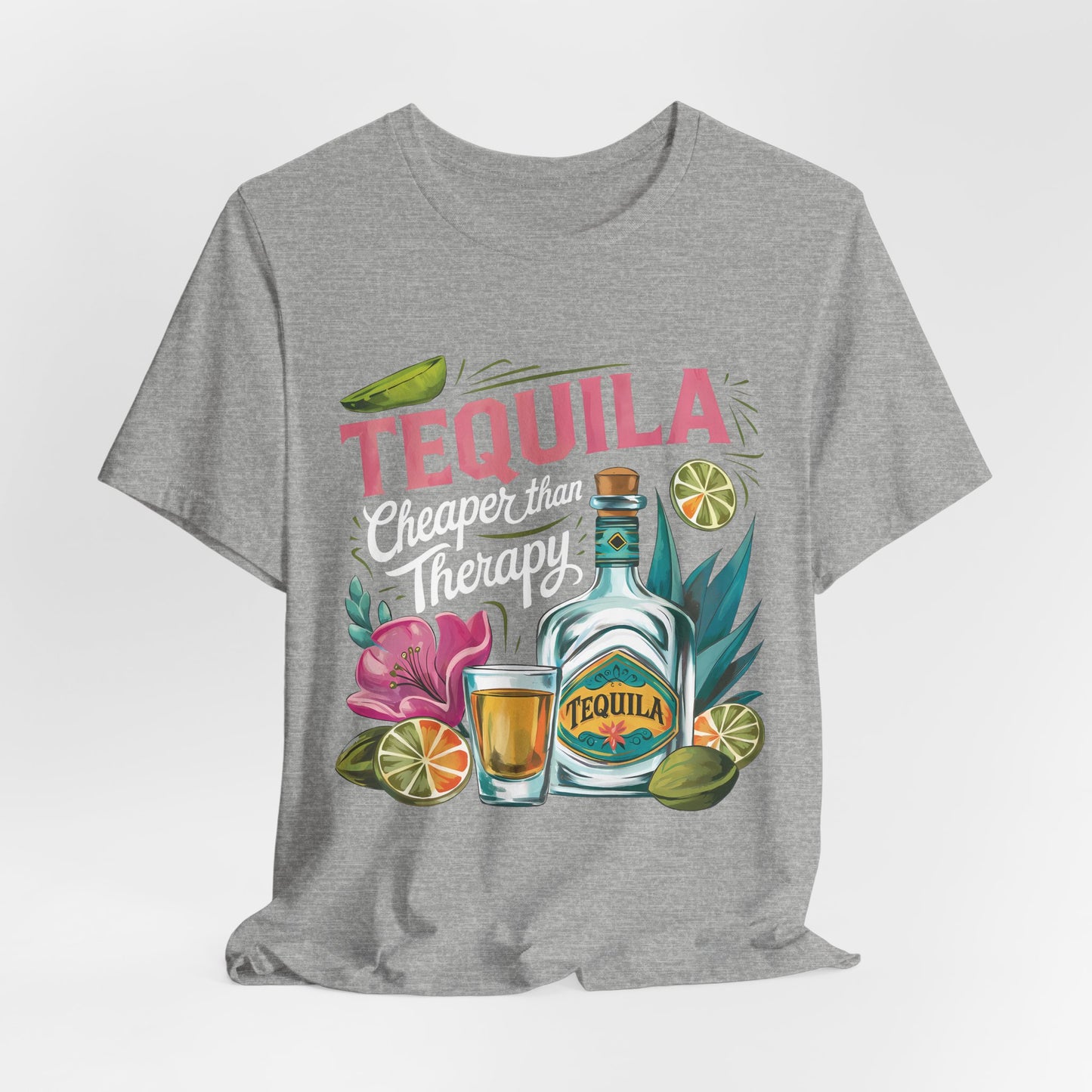 Tequila – “Cheaper than Therapy" Graphic tee - White font