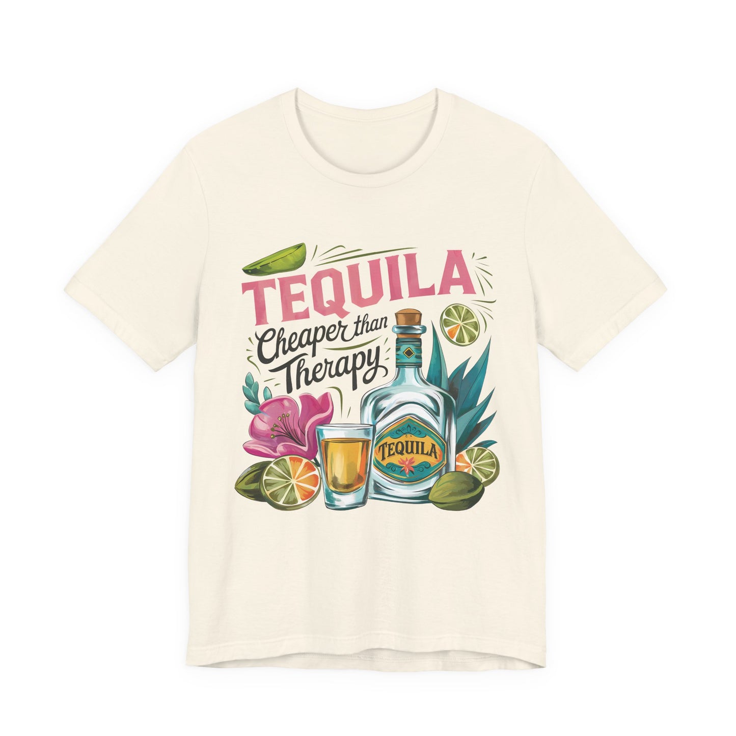 Tequila – “Cheaper than Therapy" Graphic tee - Black font