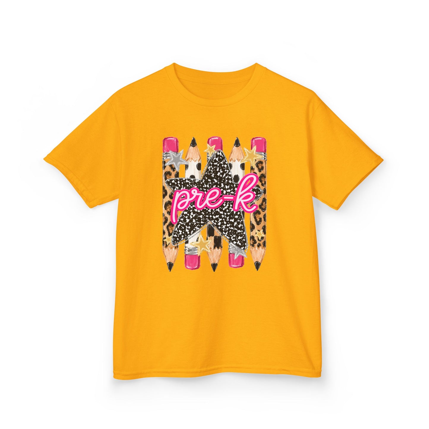 Pre-K Leopard Pencil Kids Tee — Cute Back-to-School Shirt for Preschool Girls