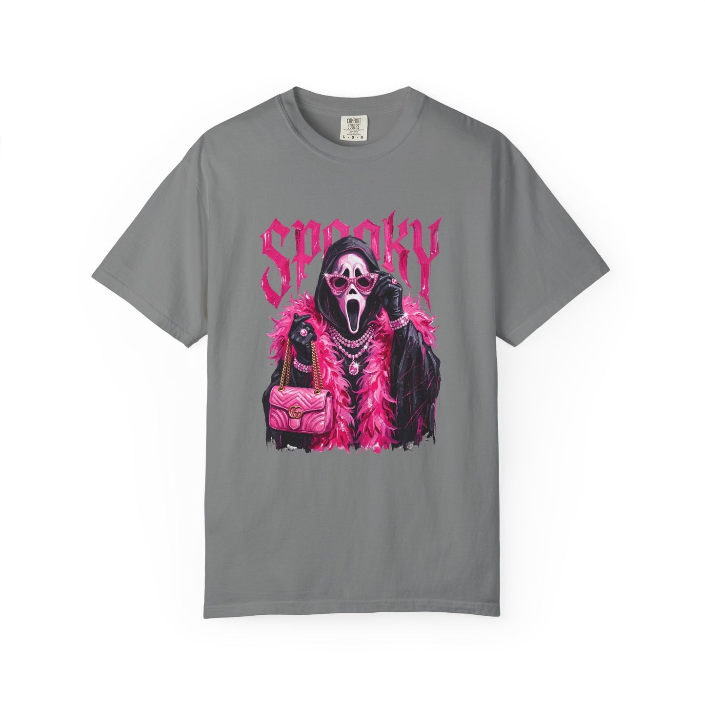 Spooky Pink Fur Ghostface Graphic T-Shirt