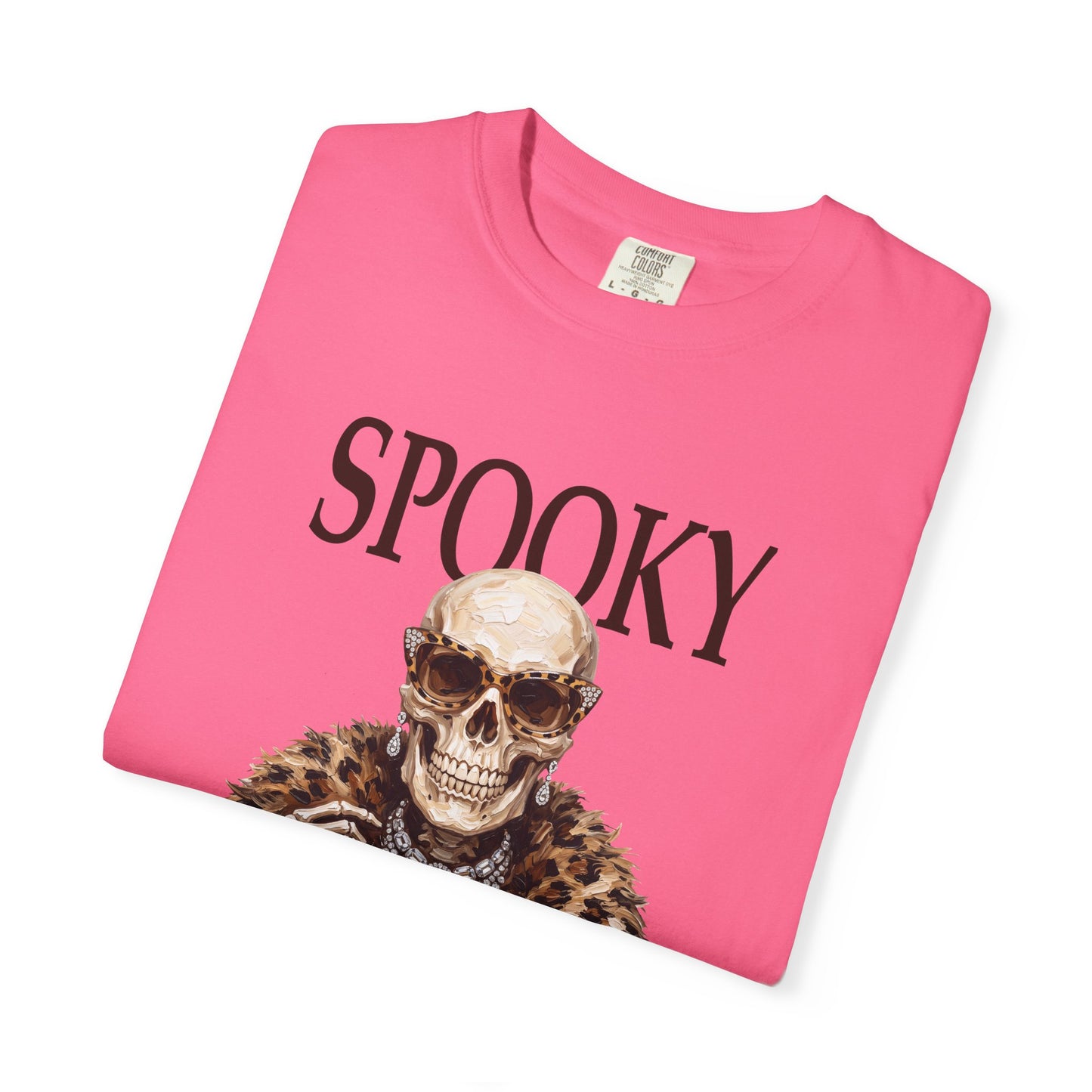 Spooky Skull Leopard  Graphic Tee - Black font