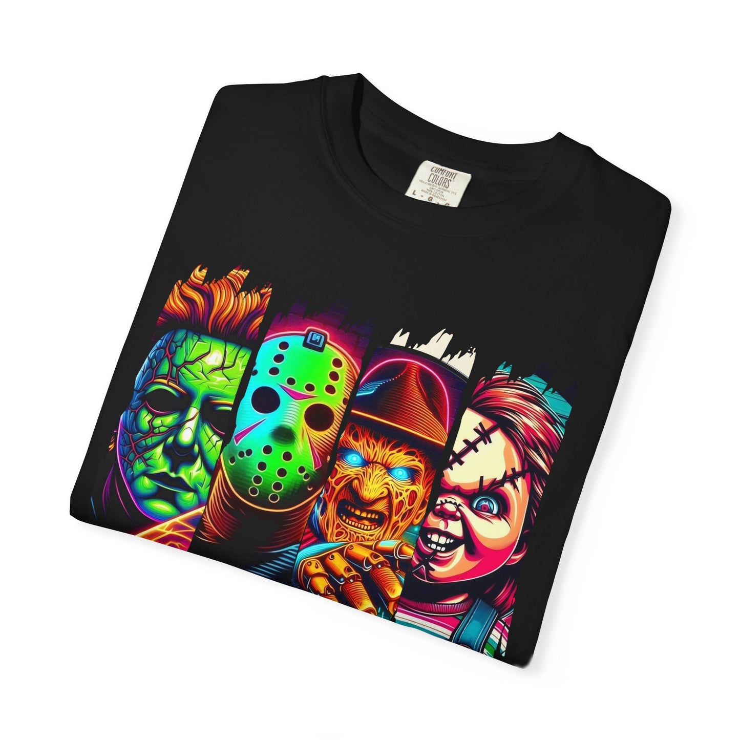 Horror Icons "Friends" T‑Shirt — Neon Retro Slasher Graphic Tee