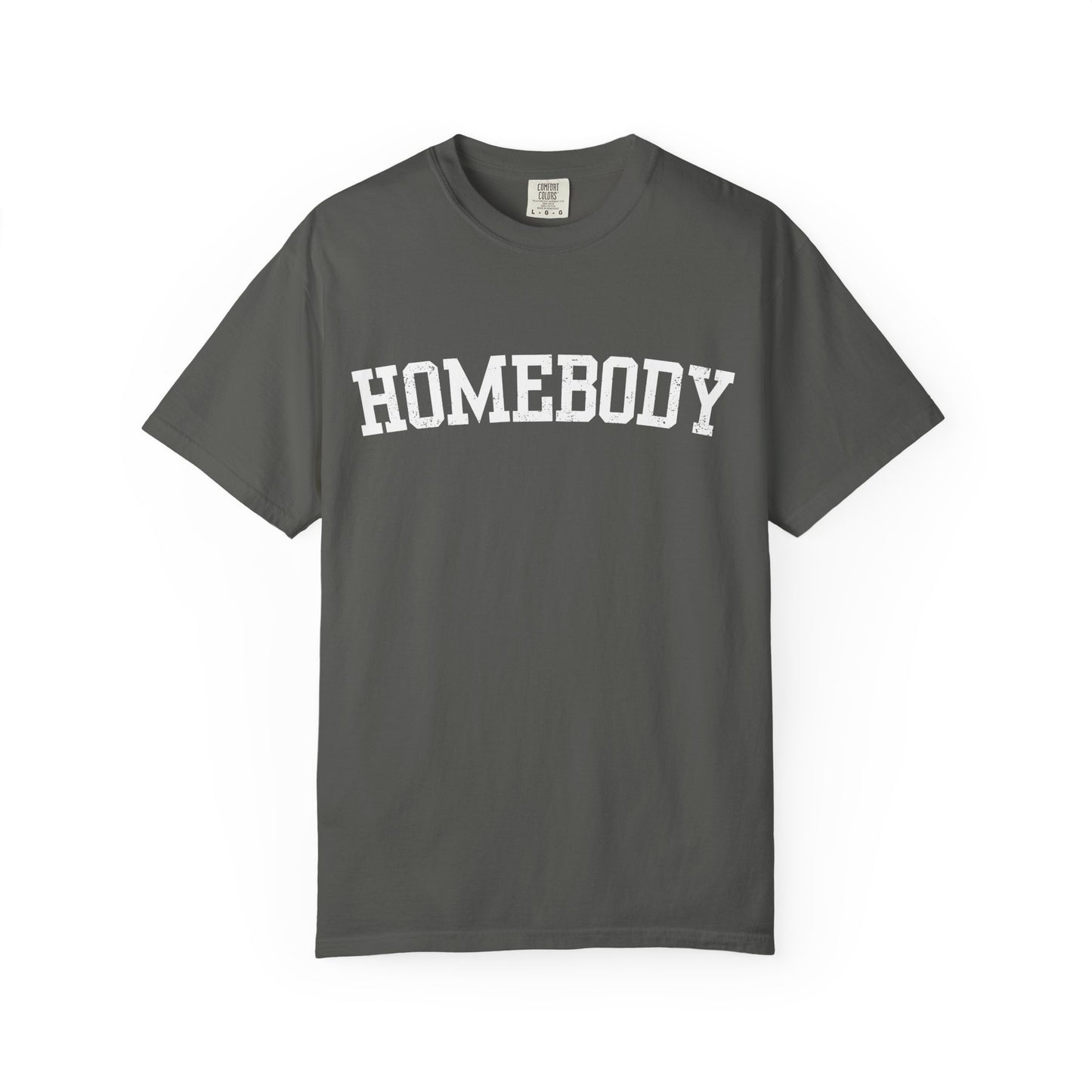 Homebody Graphic Tee  — White Collegiate Font