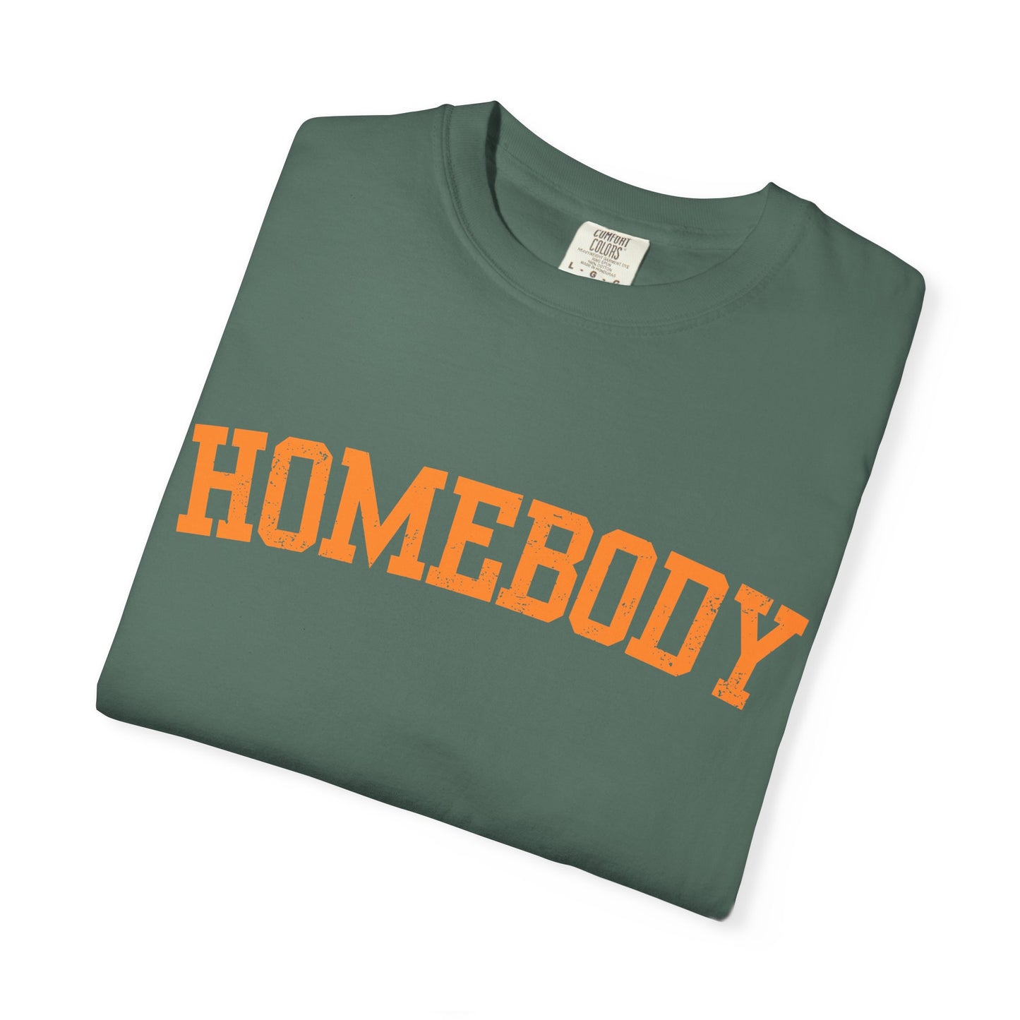 Homebody Graphic Tee  — Orange Collegiate Font