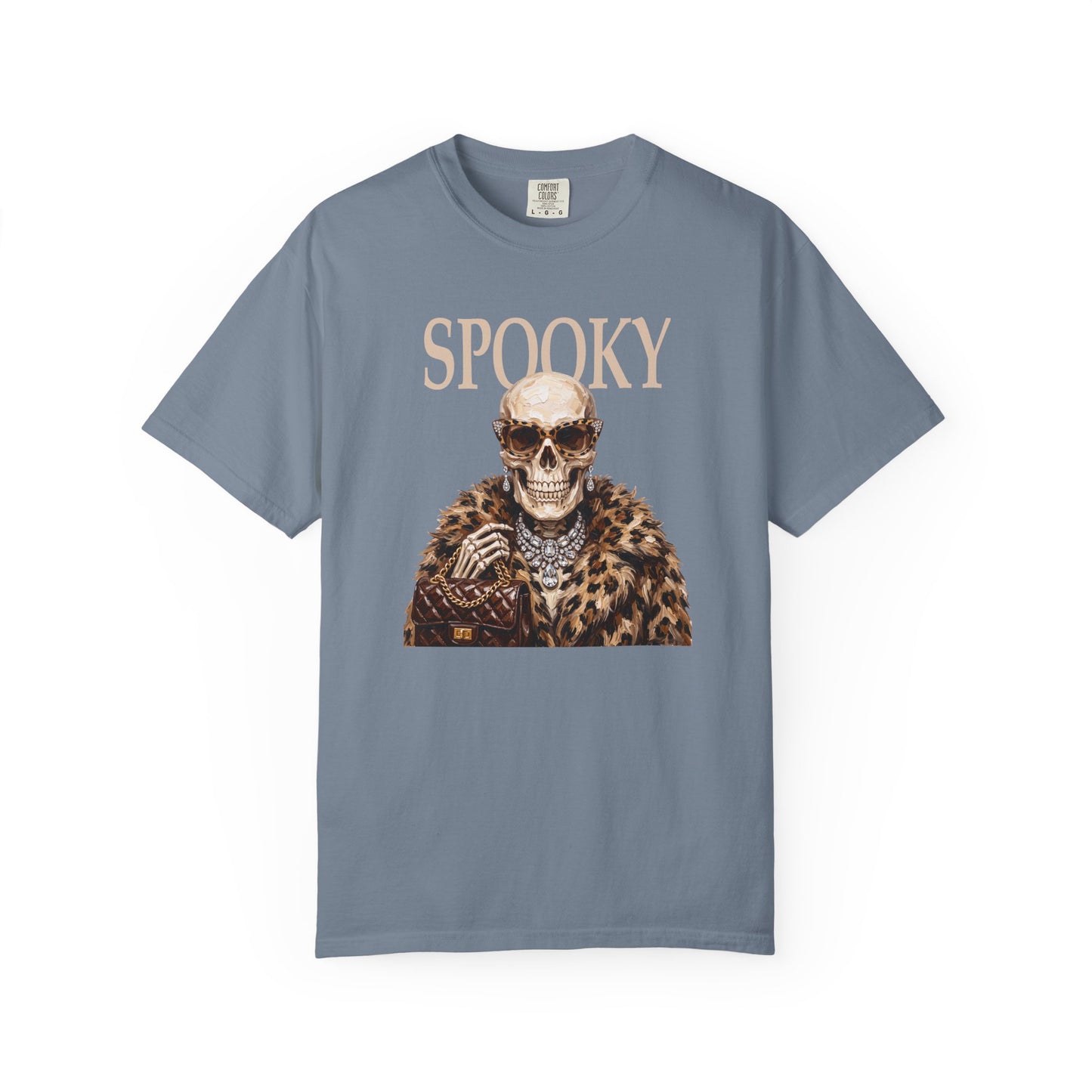 Spooky Skull Leopard  Graphic Tee - White font