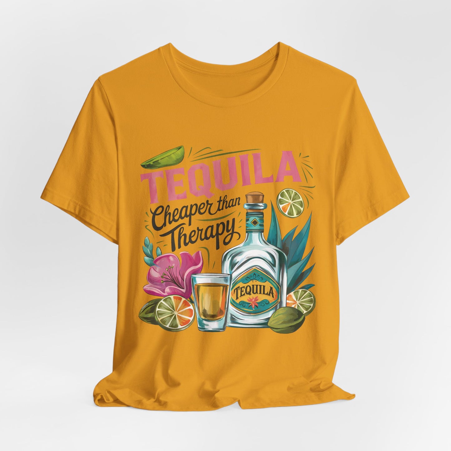 Tequila – “Cheaper than Therapy" Graphic tee - Black font