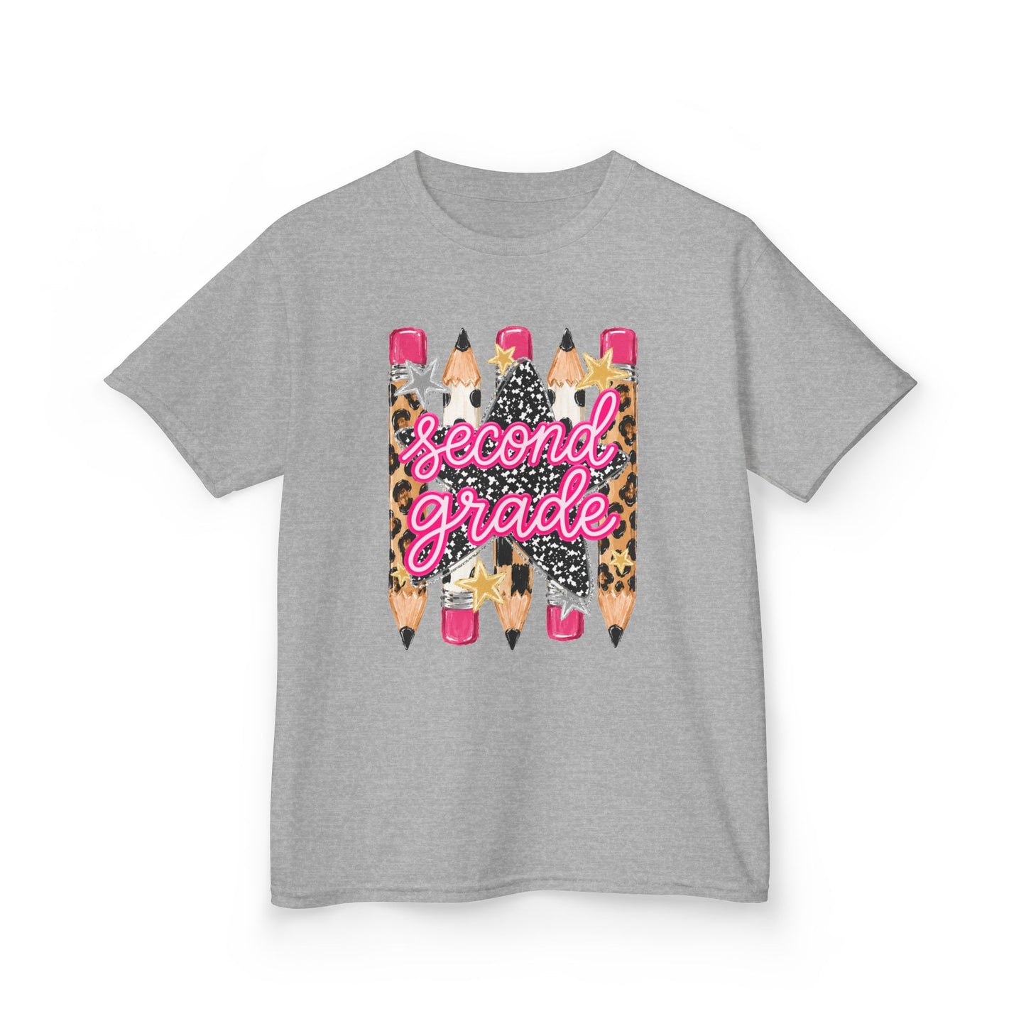 Second Grade Kids T-Shirt - Leopard Pencil Back-to-School Tee