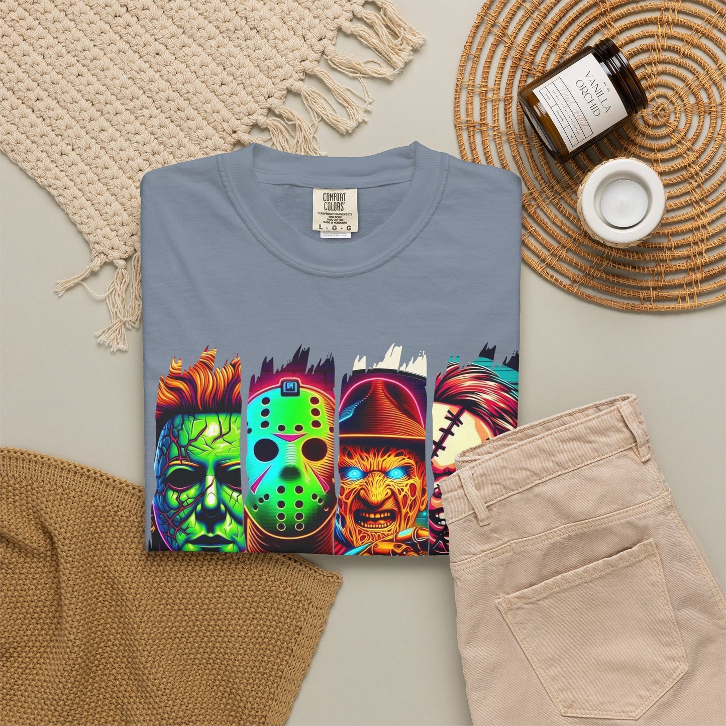 Horror Icons "Friends" T‑Shirt — Neon Retro Slasher Graphic Tee