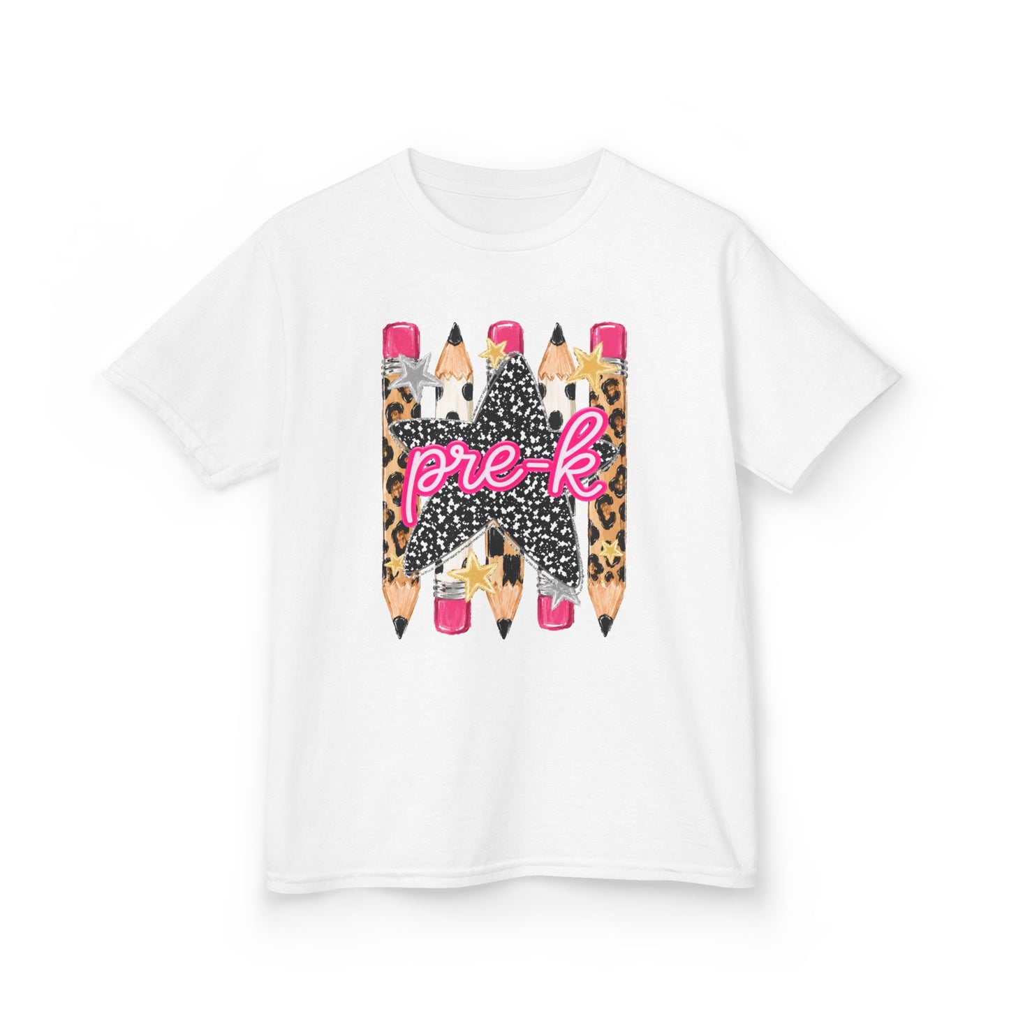 Pre-K Leopard Pencil Kids Tee — Cute Back-to-School Shirt for Preschool Girls