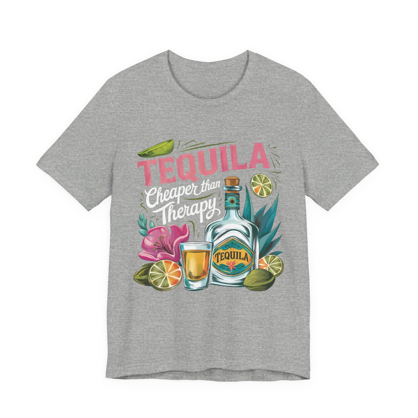 Tequila – “Cheaper than Therapy" Graphic tee - White font