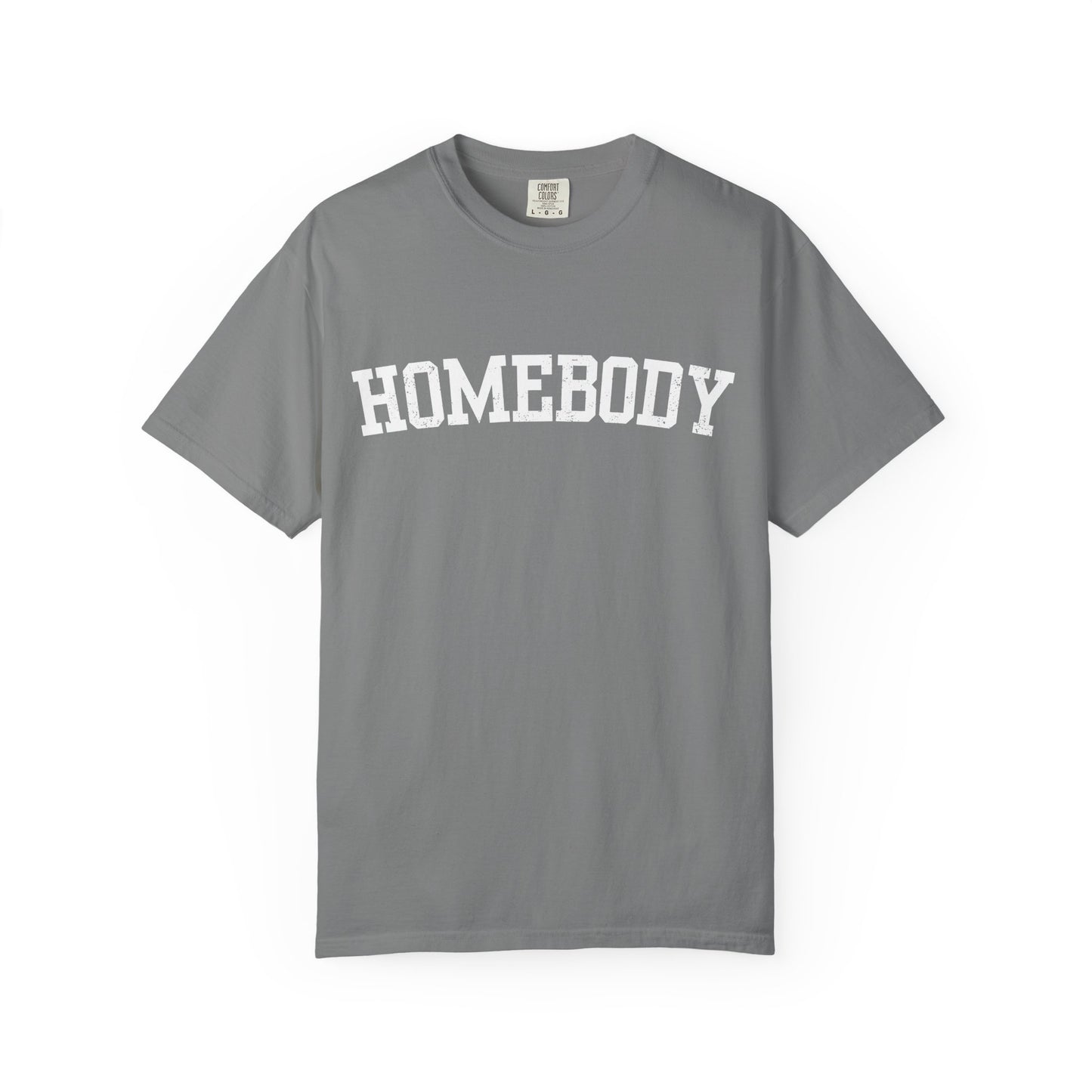 Homebody Graphic Tee  — White Collegiate Font