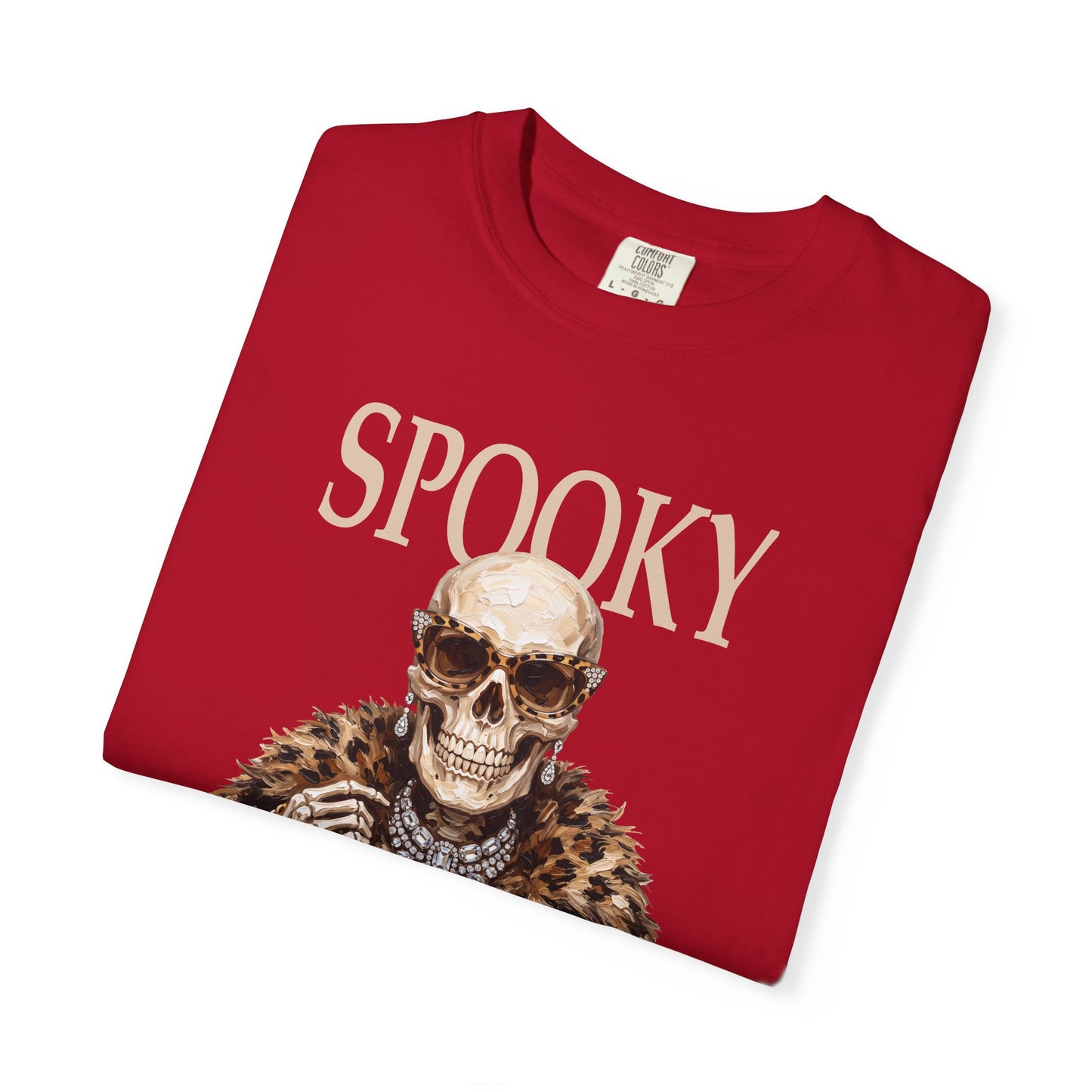 Spooky Skull Leopard  Graphic Tee - White font