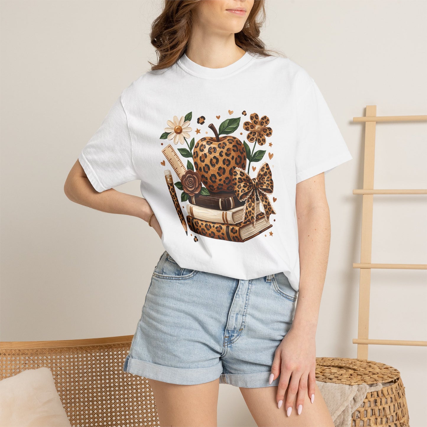 Leopard Floral Reading Stack T-Shirt