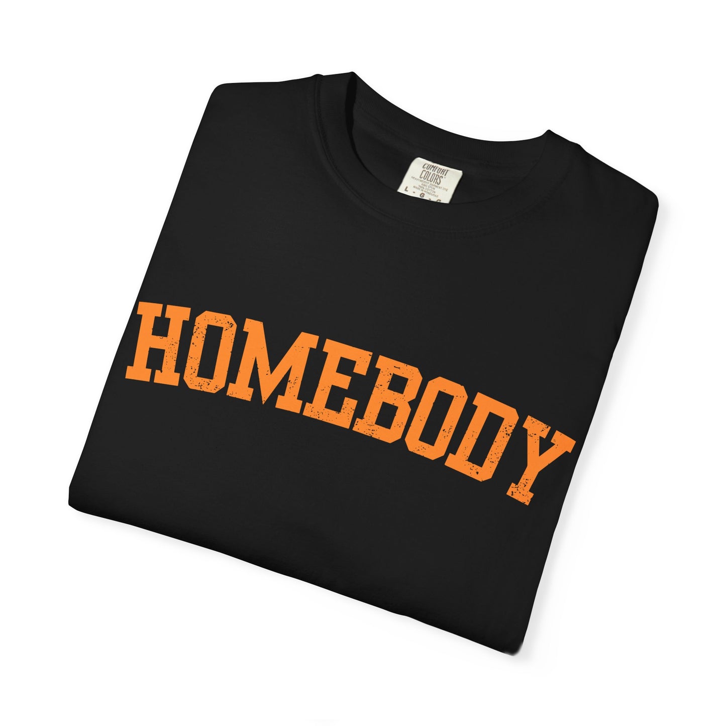Homebody Graphic Tee  — Orange Collegiate Font