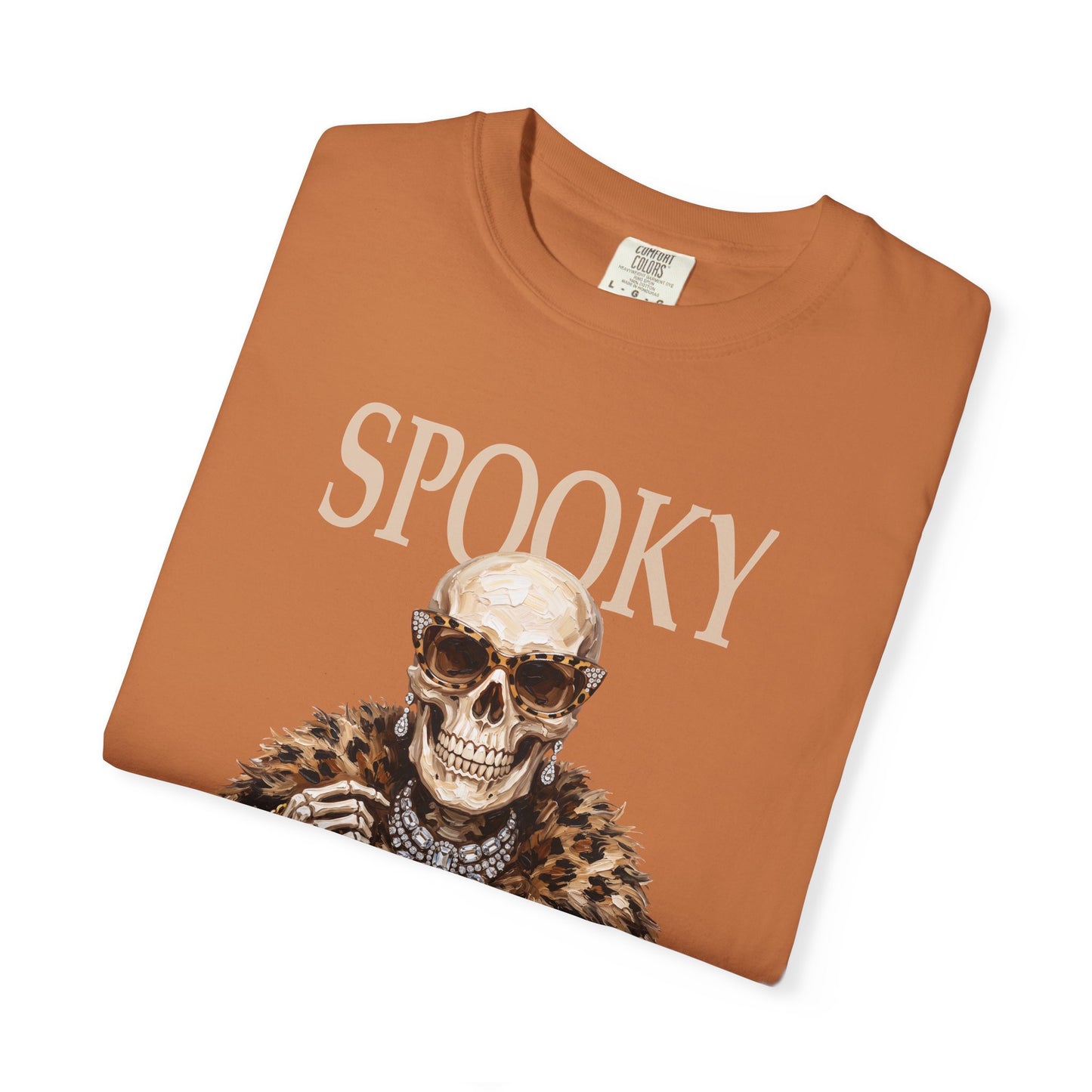 Spooky Skull Leopard  Graphic Tee - White font