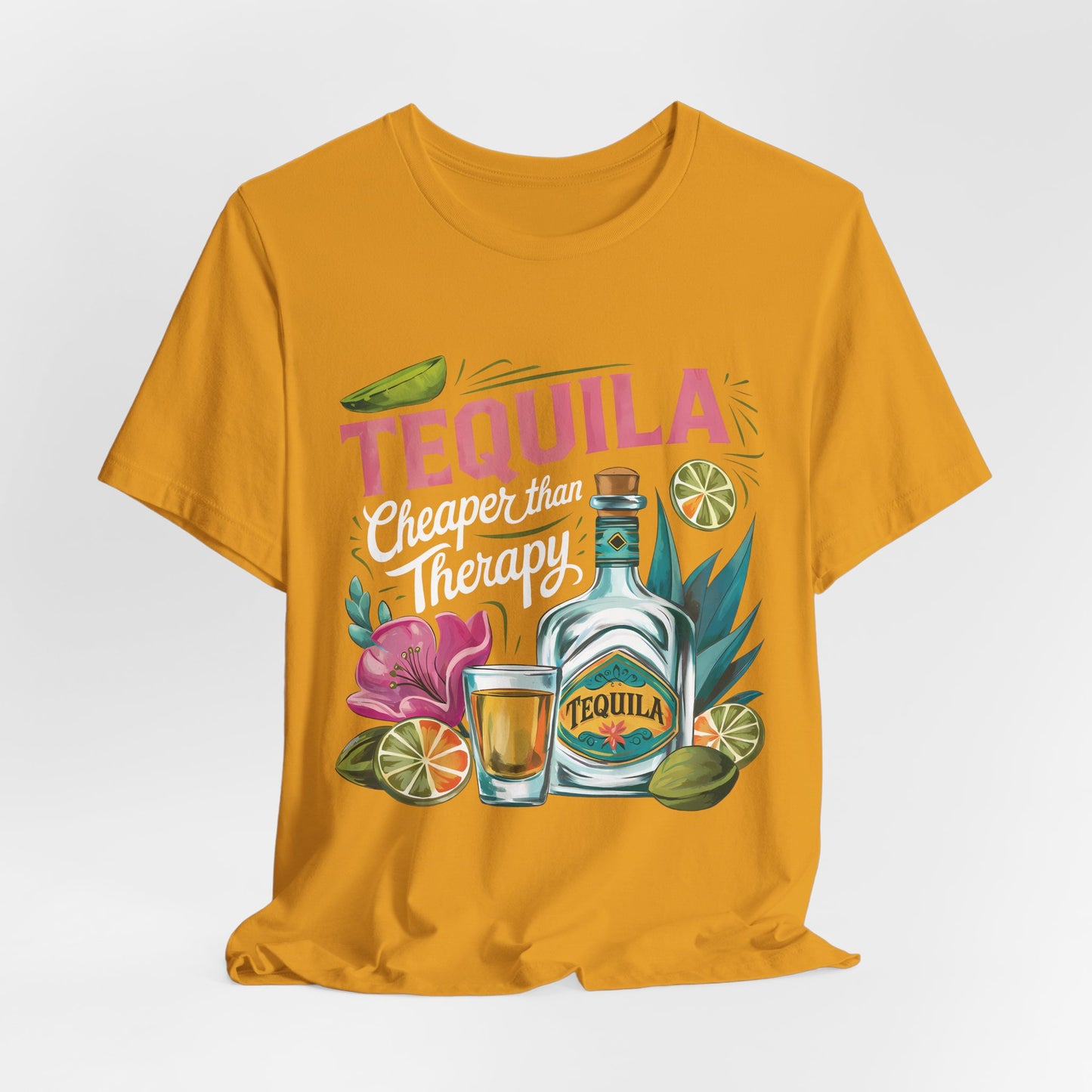 Tequila – “Cheaper than Therapy" Graphic tee - White font