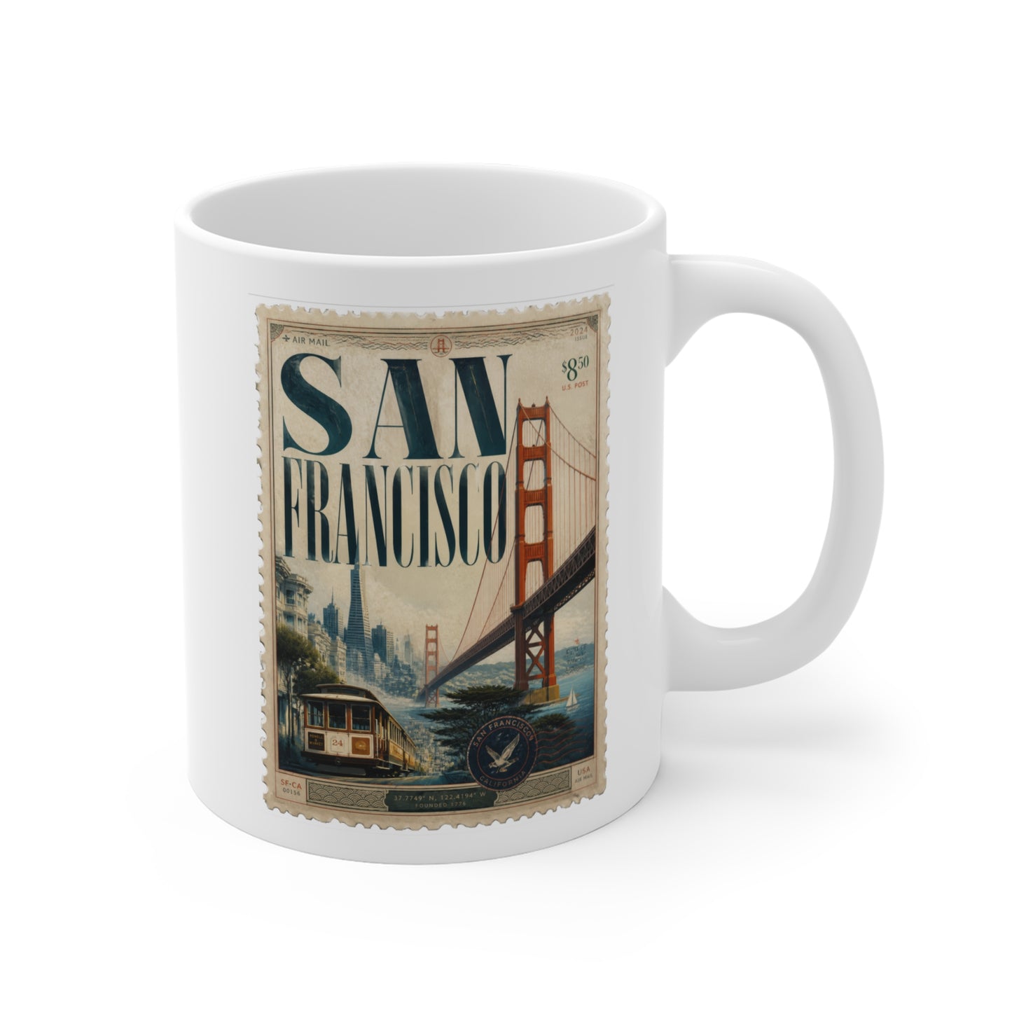 San Francisco Vintage Travel Stamp Mug — 11 oz.