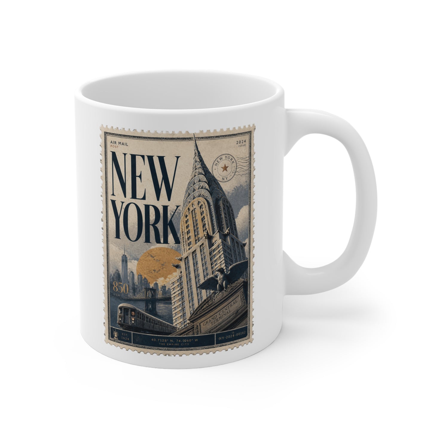 New York Vintage Travel Stamp Mug – 11oz