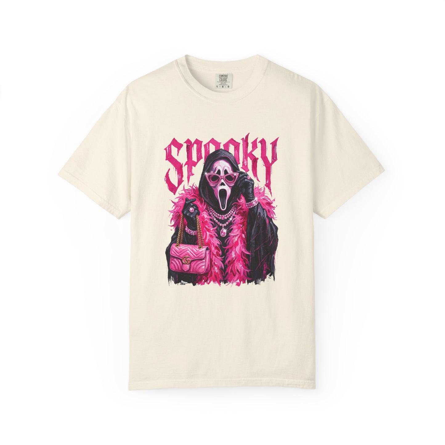 Spooky Pink Fur Ghostface Graphic T-Shirt