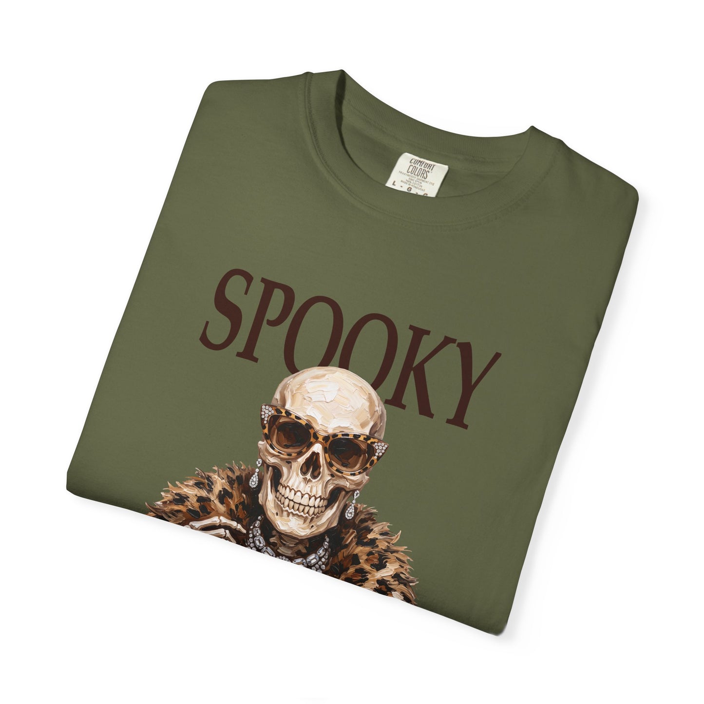 Spooky Skull Leopard  Graphic Tee - Black font