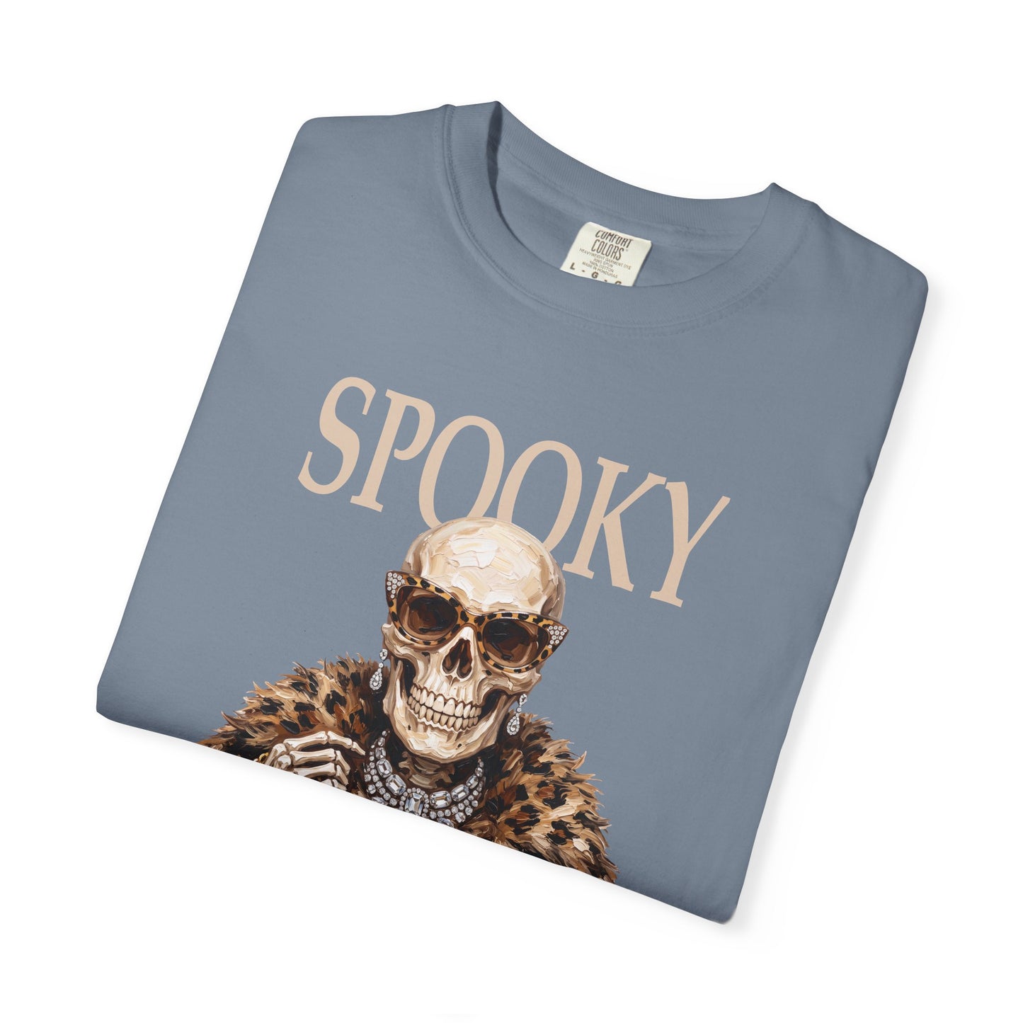 Spooky Skull Leopard  Graphic Tee - White font