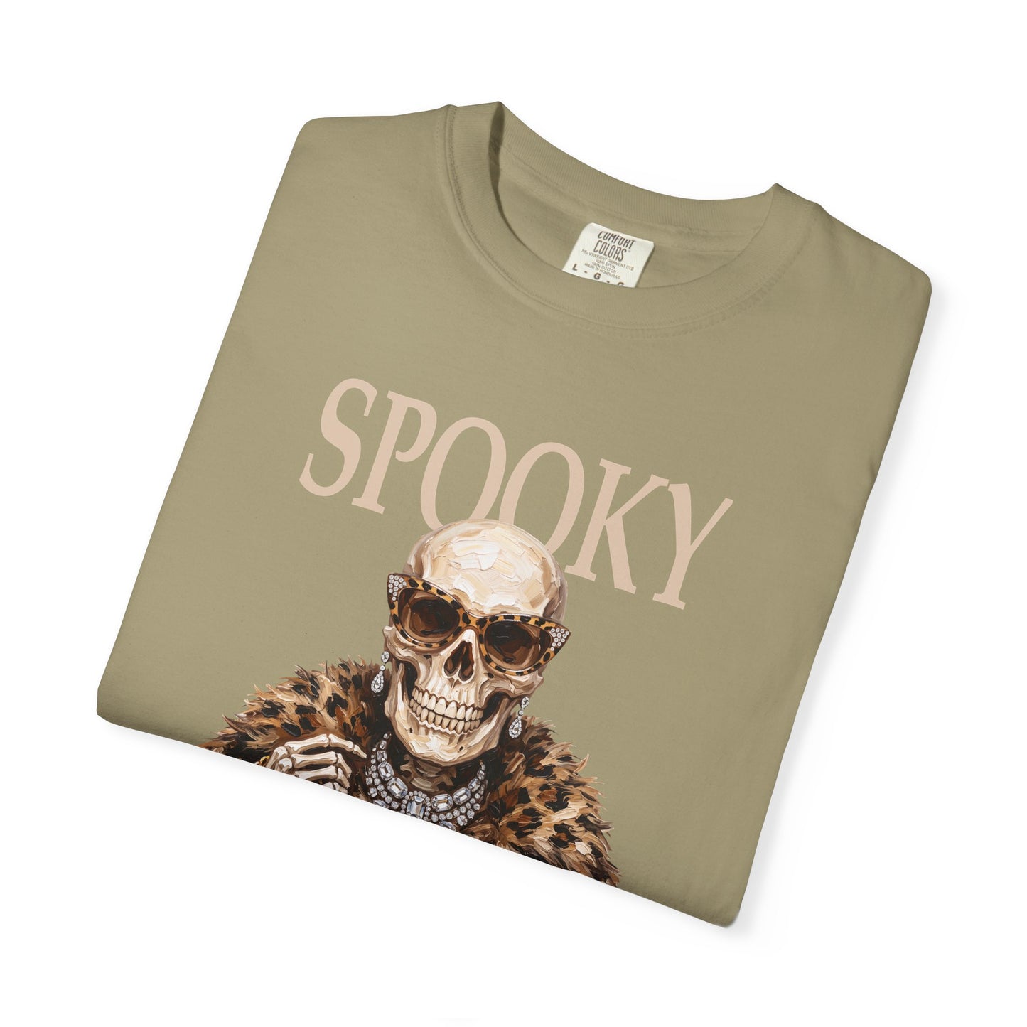 Spooky Skull Leopard  Graphic Tee - White font