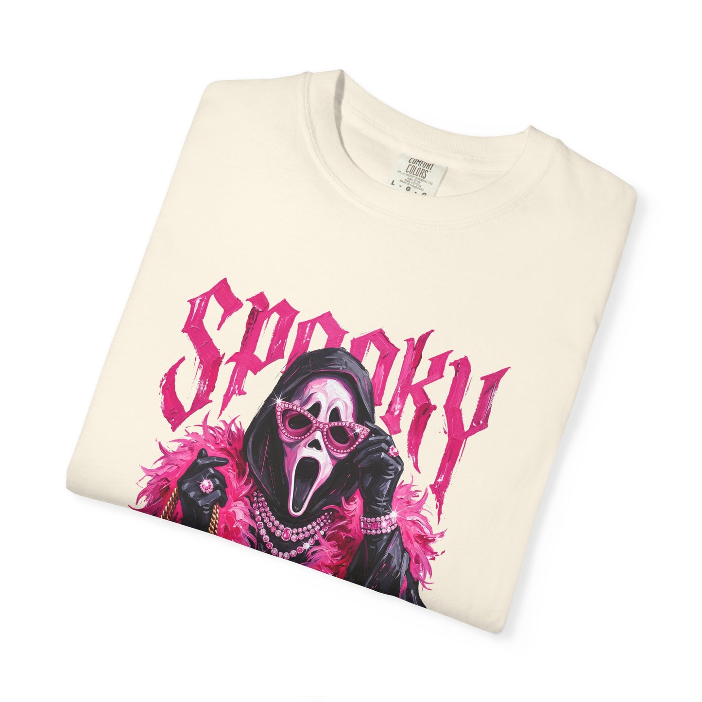 Spooky Pink Fur Ghostface Graphic T-Shirt