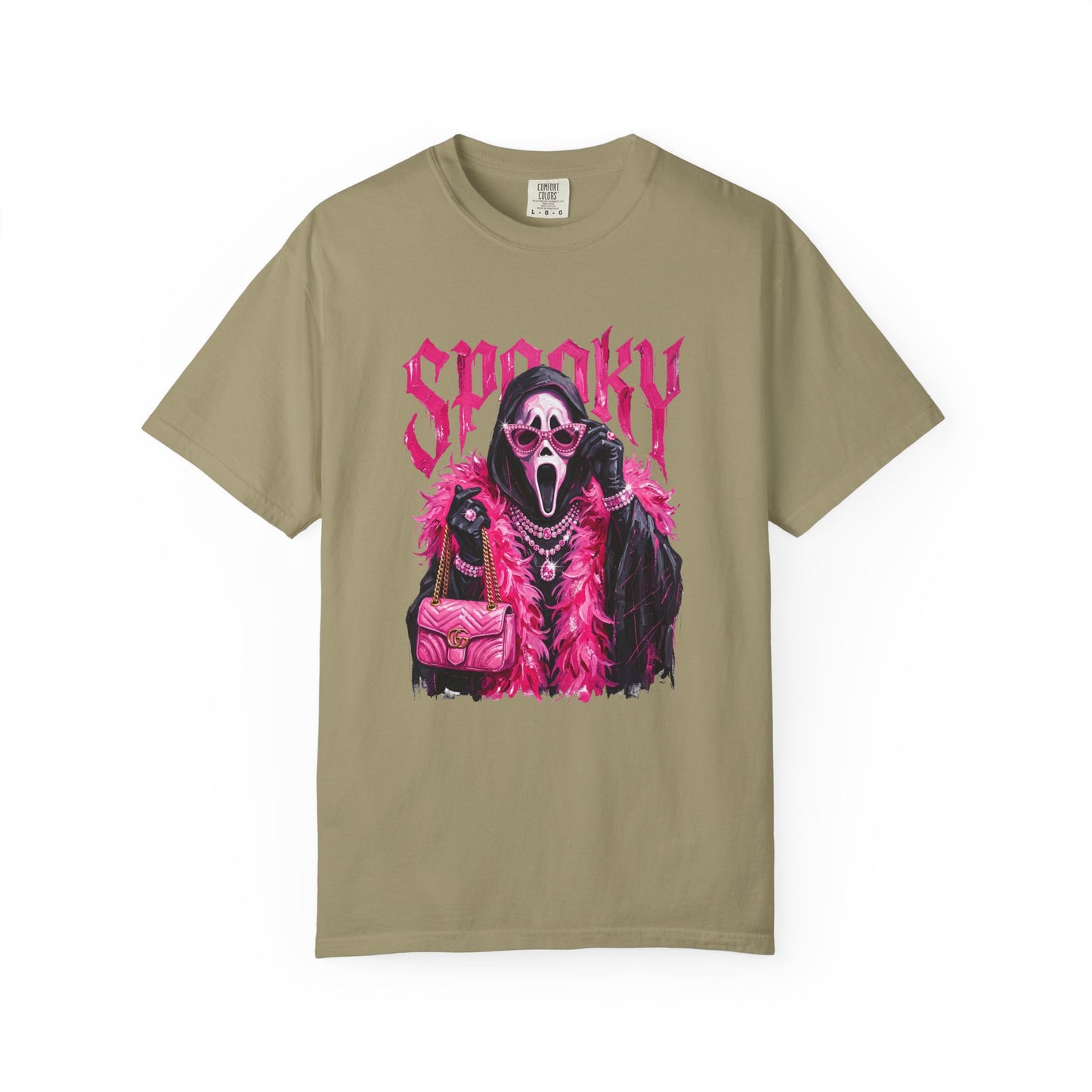 Spooky Pink Fur Ghostface Graphic T-Shirt