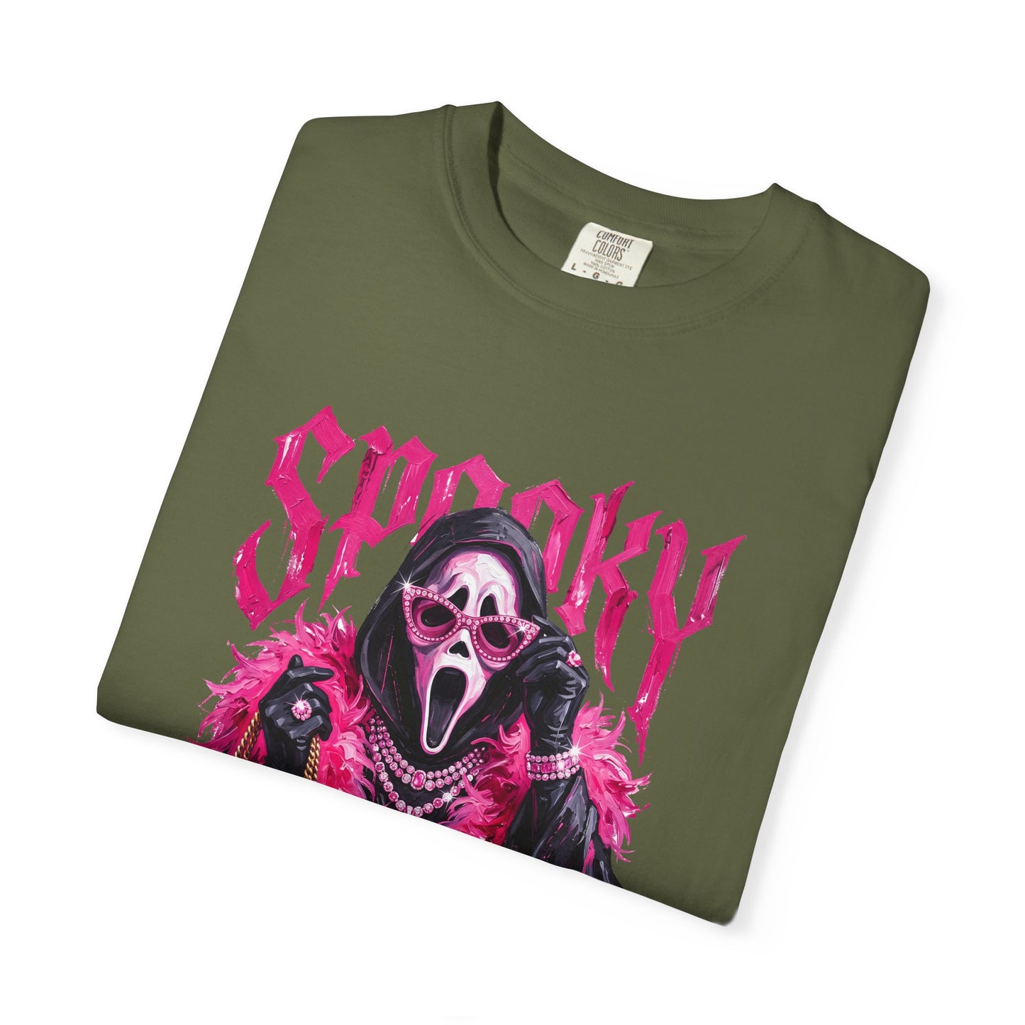 Spooky Pink Fur Ghostface Graphic T-Shirt