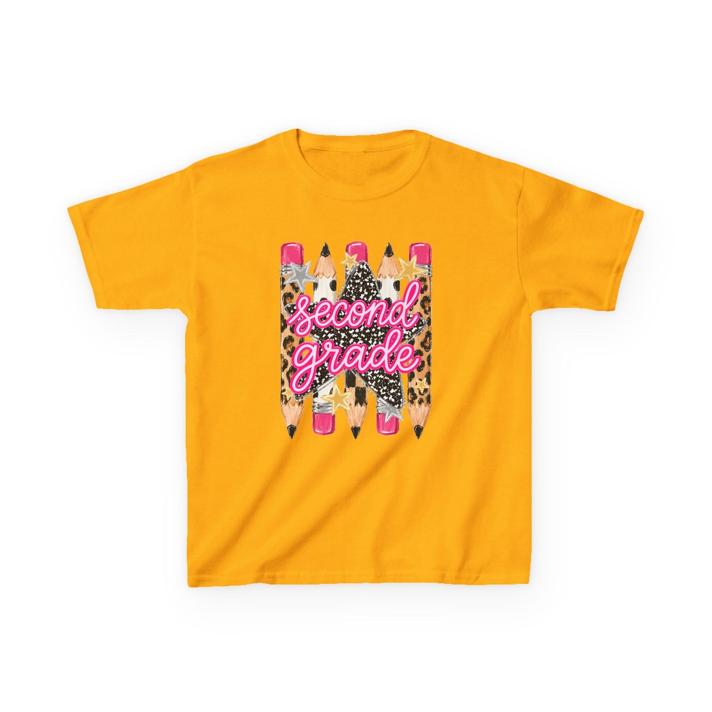 Second Grade Kids T-Shirt - Leopard Pencil Back-to-School Tee