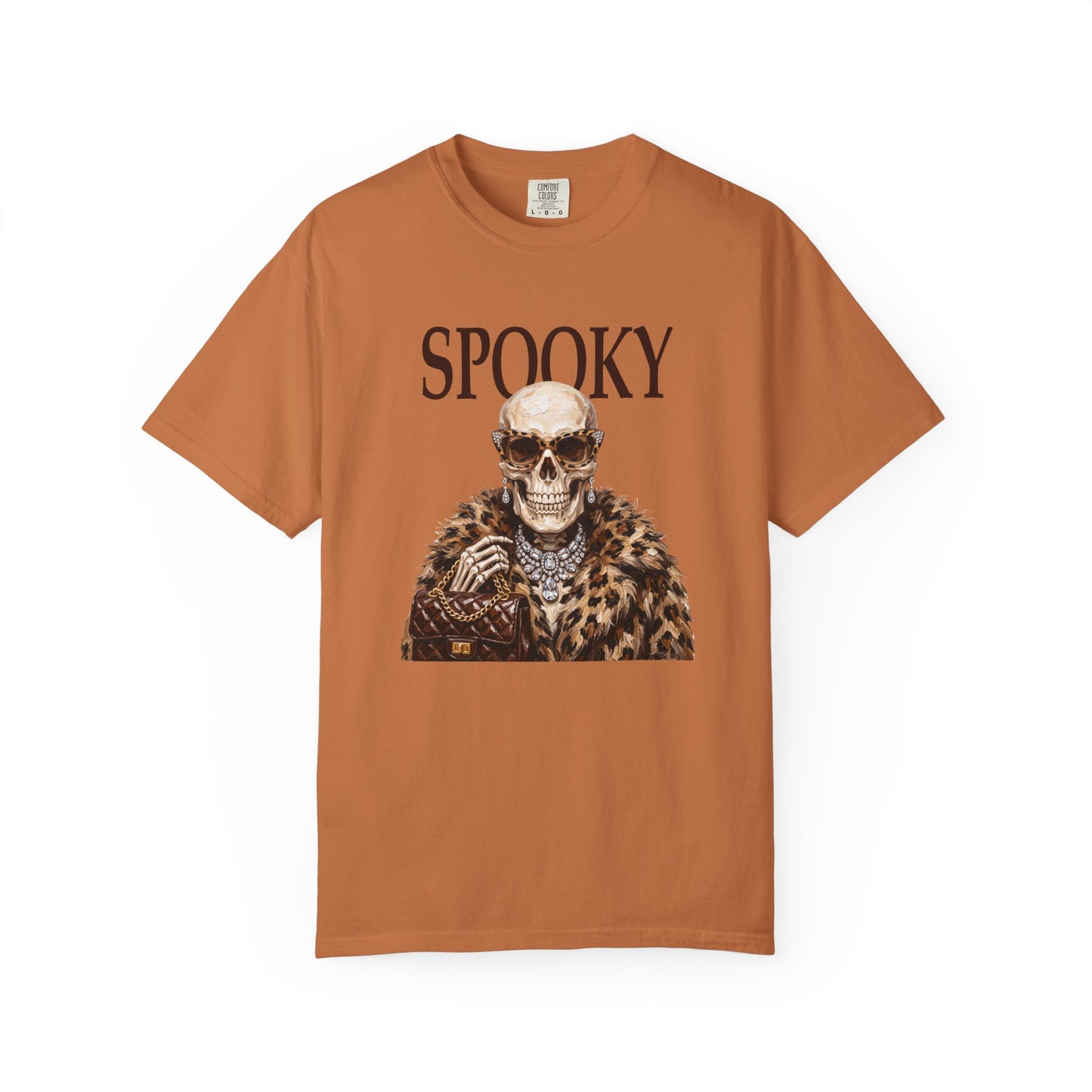 Spooky Skull Leopard  Graphic Tee - Black font