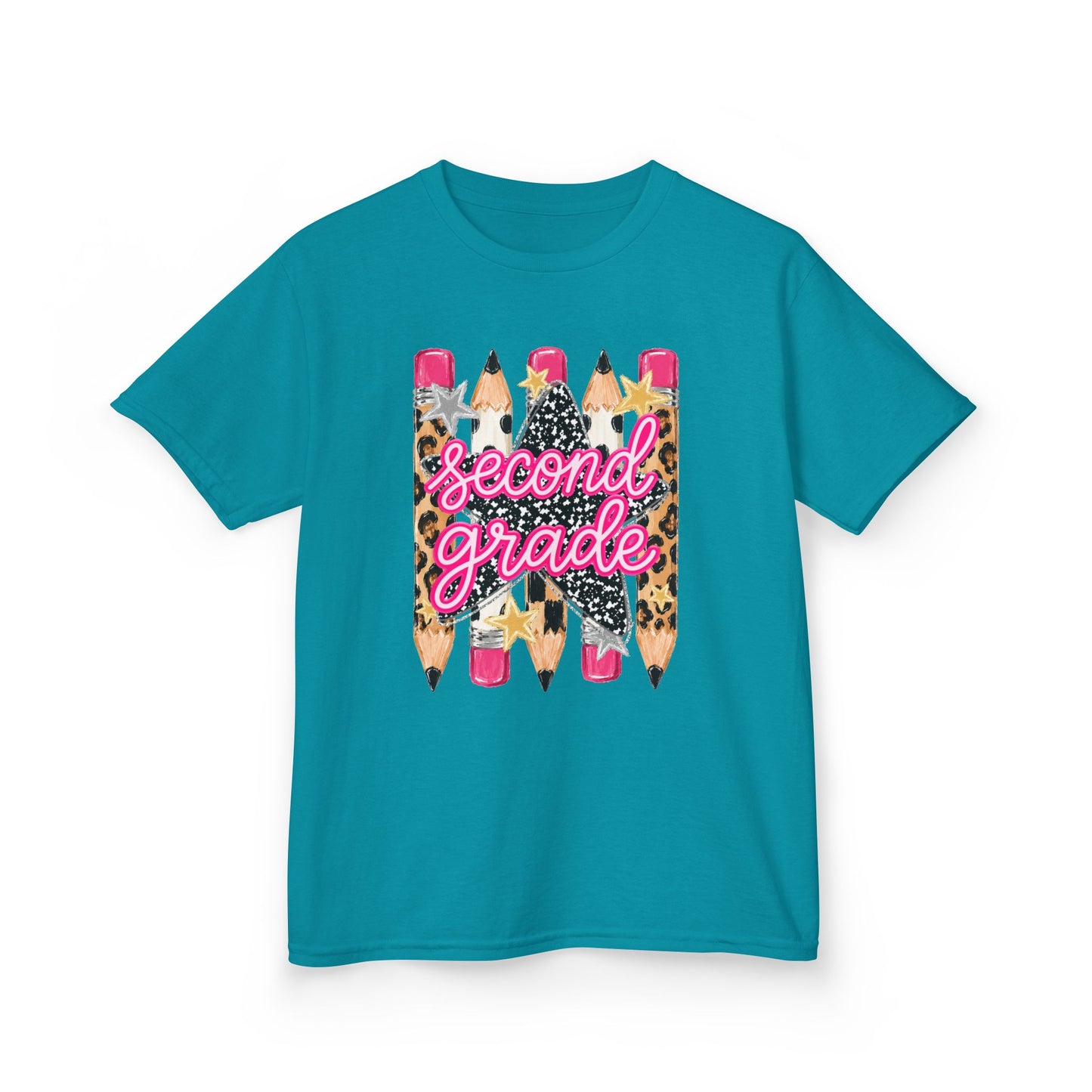 Second Grade Kids T-Shirt - Leopard Pencil Back-to-School Tee