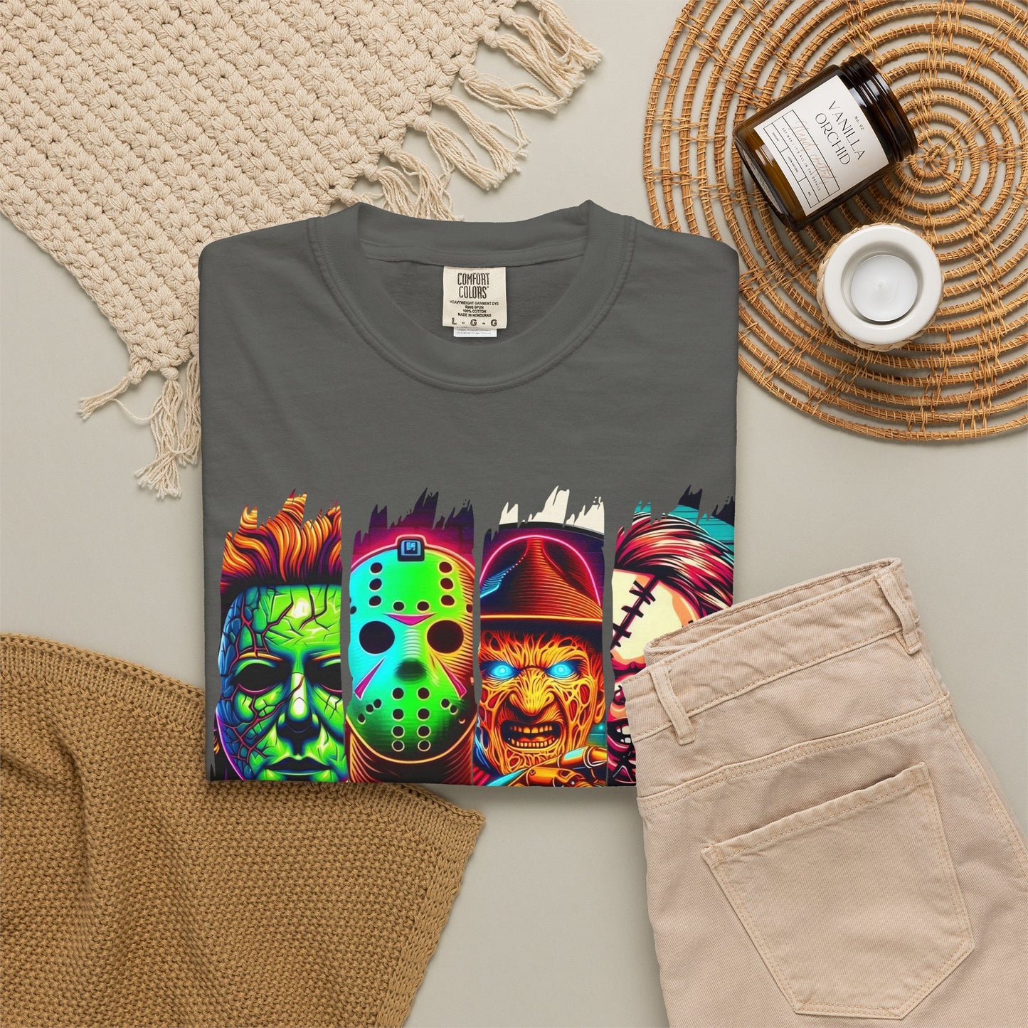 Horror Icons "Friends" T‑Shirt — Neon Retro Slasher Graphic Tee