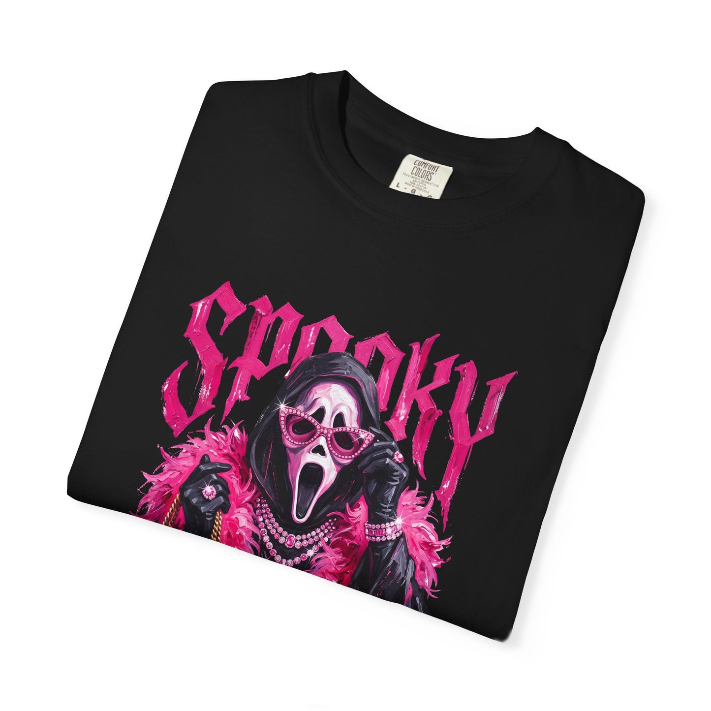 Spooky Pink Fur Ghostface Graphic T-Shirt