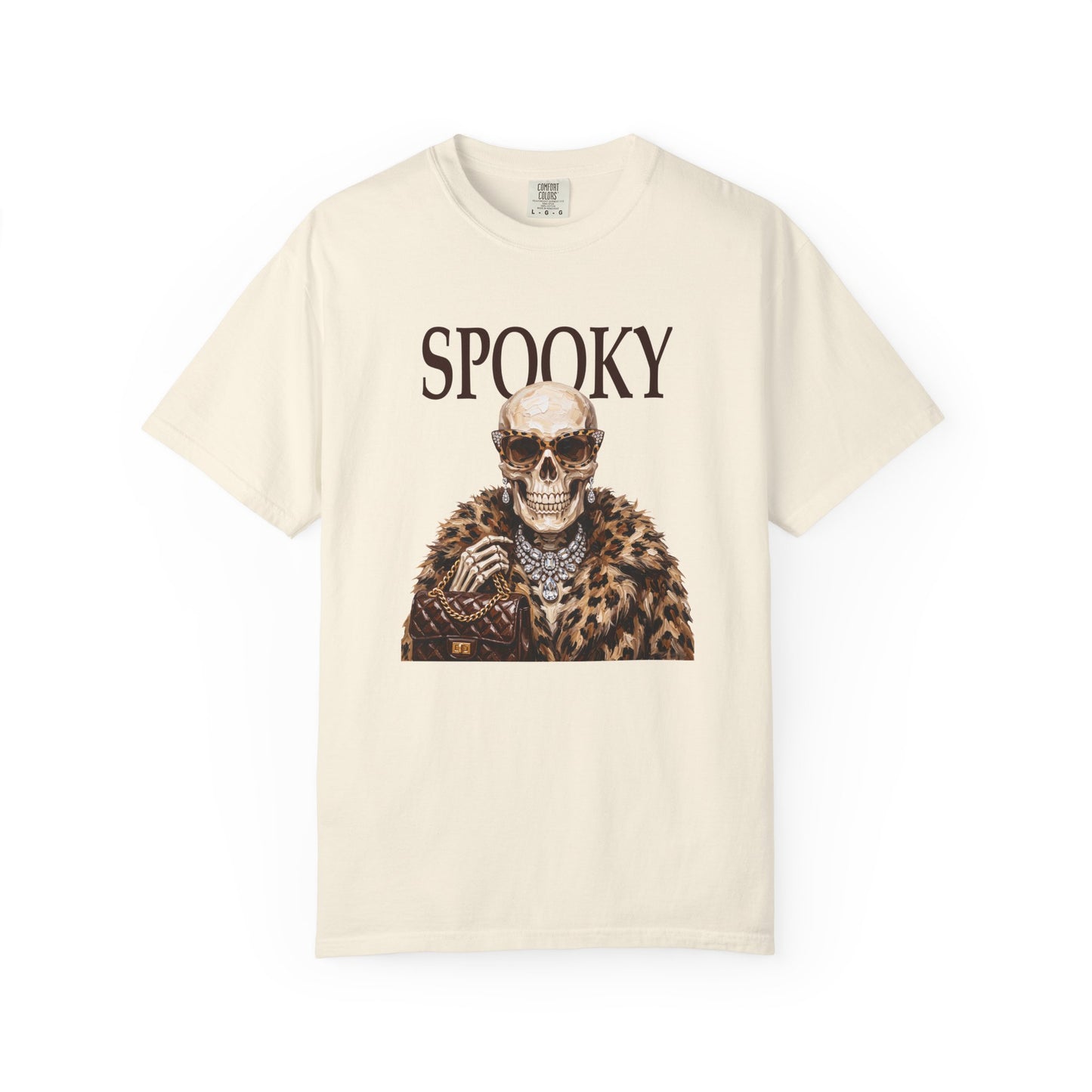 Spooky Skull Leopard  Graphic Tee - Black font