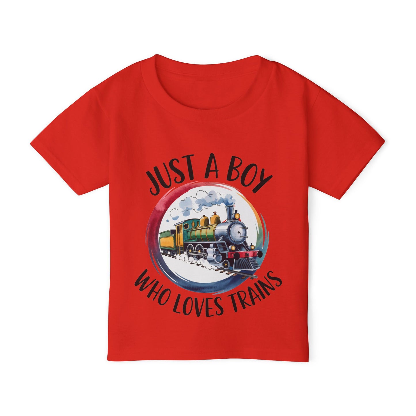 Toddler T-Shirt - "Just a Boy Who Loves Trains" Vintage Steam Engine Tee