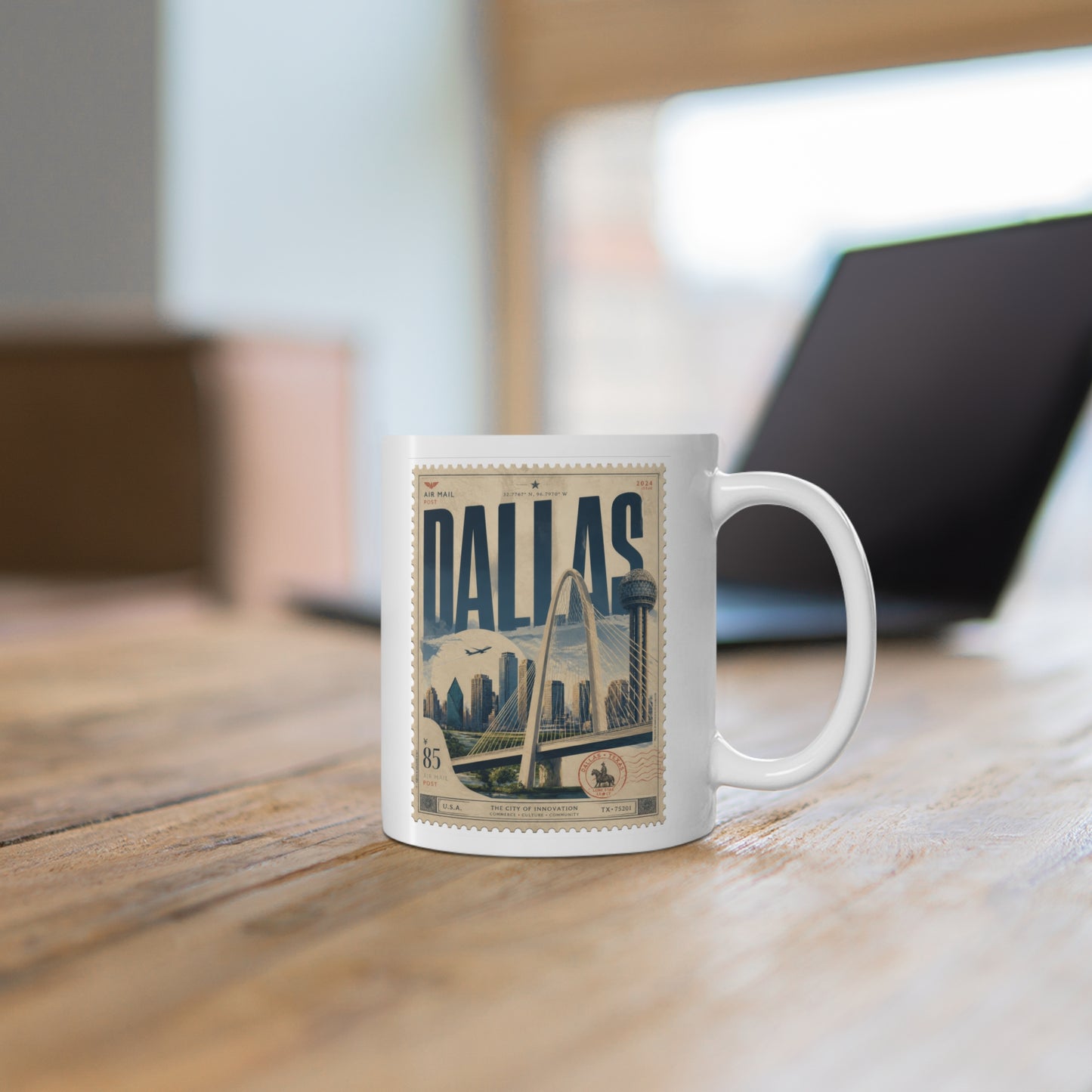 Dallas Vintage Travel Stamp Mug —  11oz