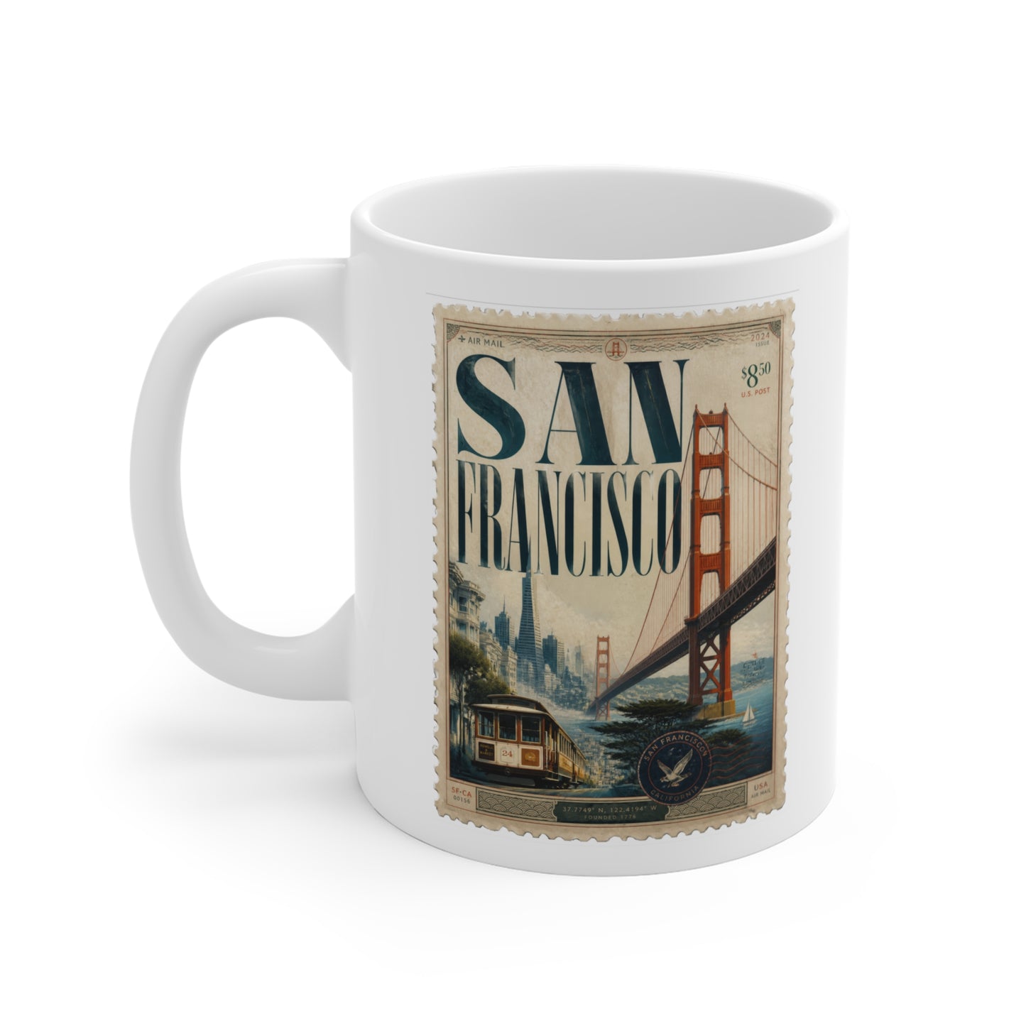 San Francisco Vintage Travel Stamp Mug — 11 oz.