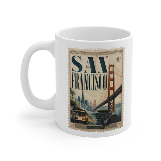 San Francisco Vintage Travel Stamp Mug — 11 oz.