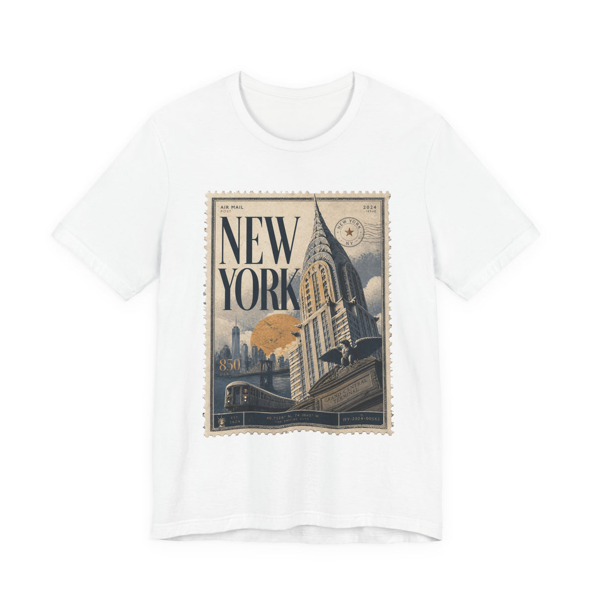 New York Vintage Postage Stamp Graphic T‑Shirt