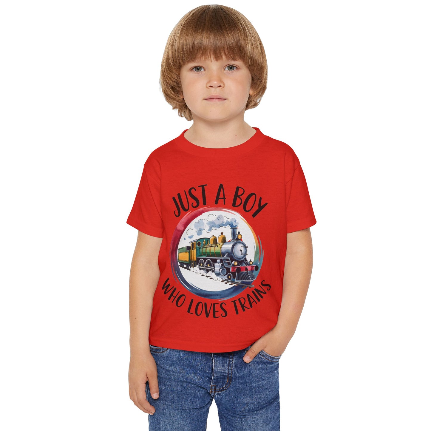Toddler T-Shirt - "Just a Boy Who Loves Trains" Vintage Steam Engine Tee