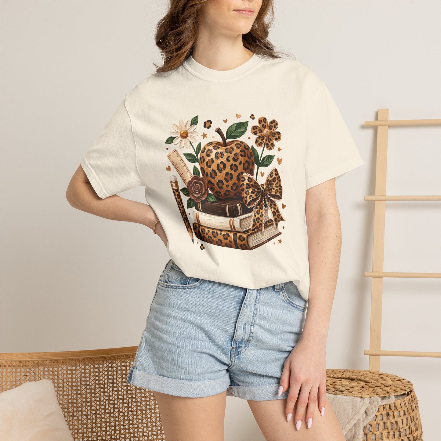 Leopard Floral Reading Stack T-Shirt