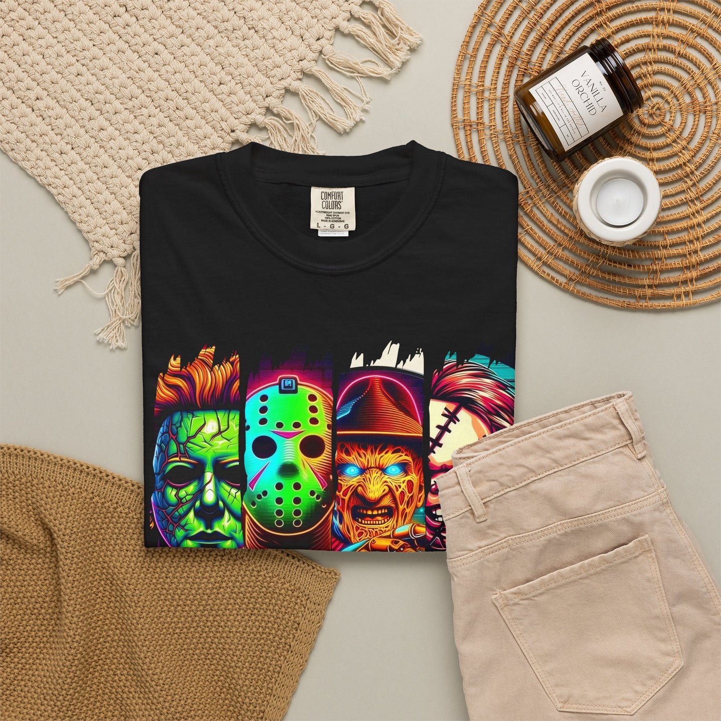 Horror Icons "Friends" T‑Shirt — Neon Retro Slasher Graphic Tee