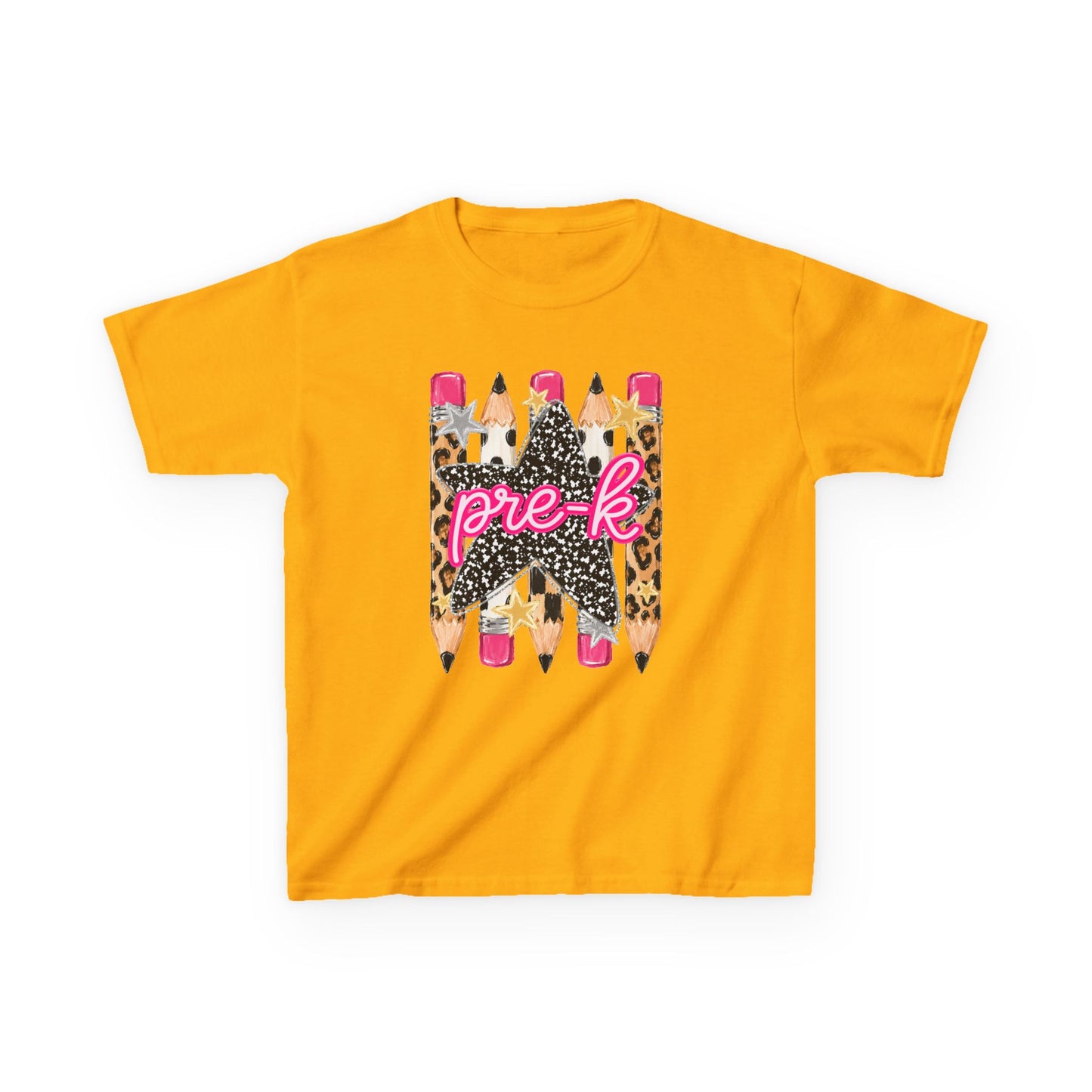 Pre-K Leopard Pencil Kids Tee — Cute Back-to-School Shirt for Preschool Girls