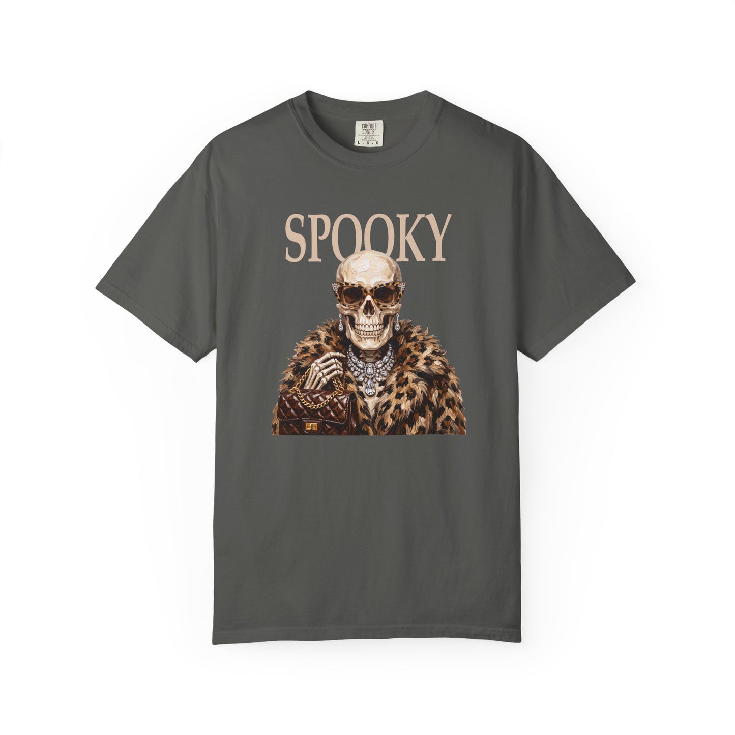 Spooky Skull Leopard  Graphic Tee - White font